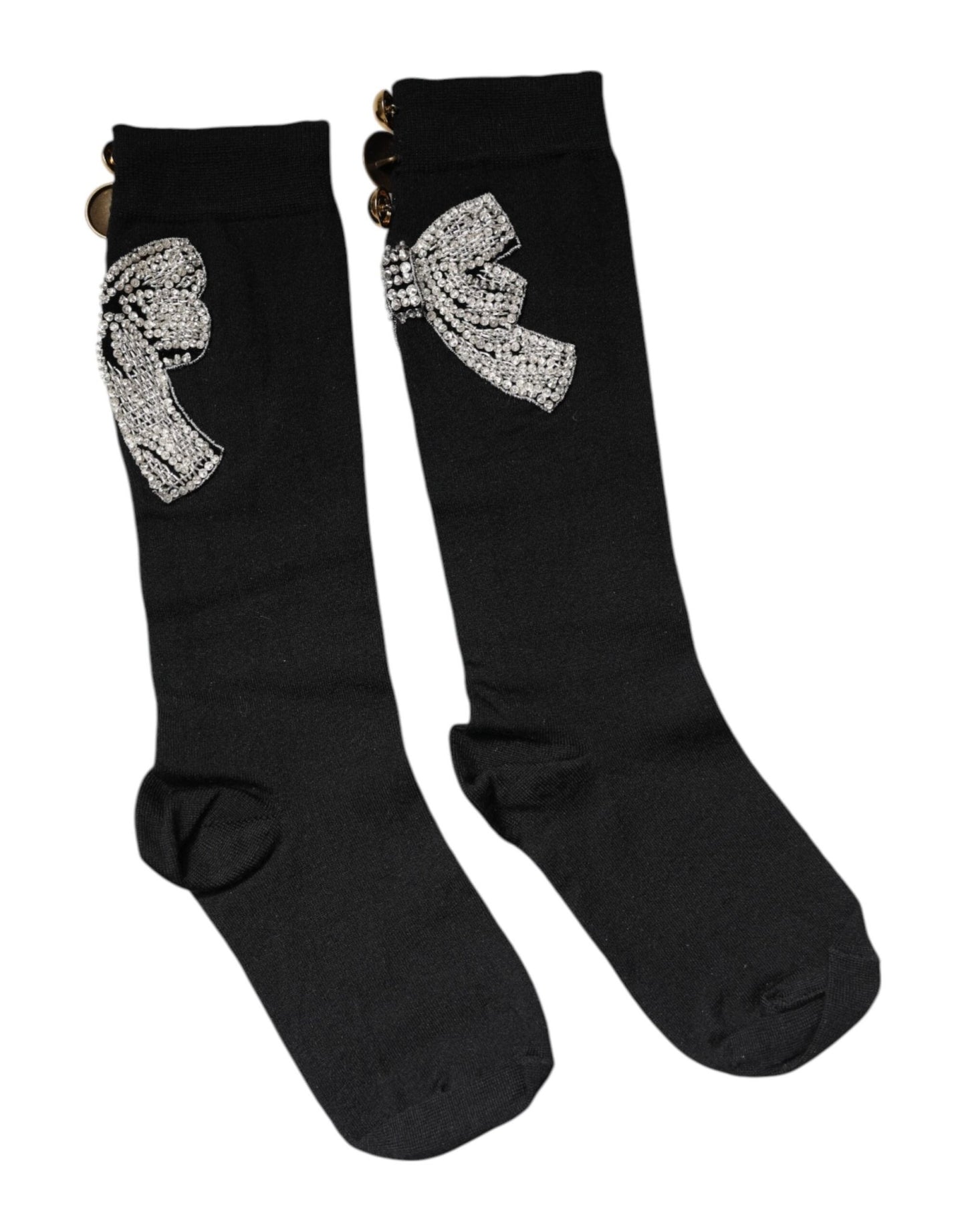 Dolce & Gabbana Black Knit Floral Crystal Embellishment Socks – S par Dolce & Gabbana | Disponible sur Sandy Store ByNet