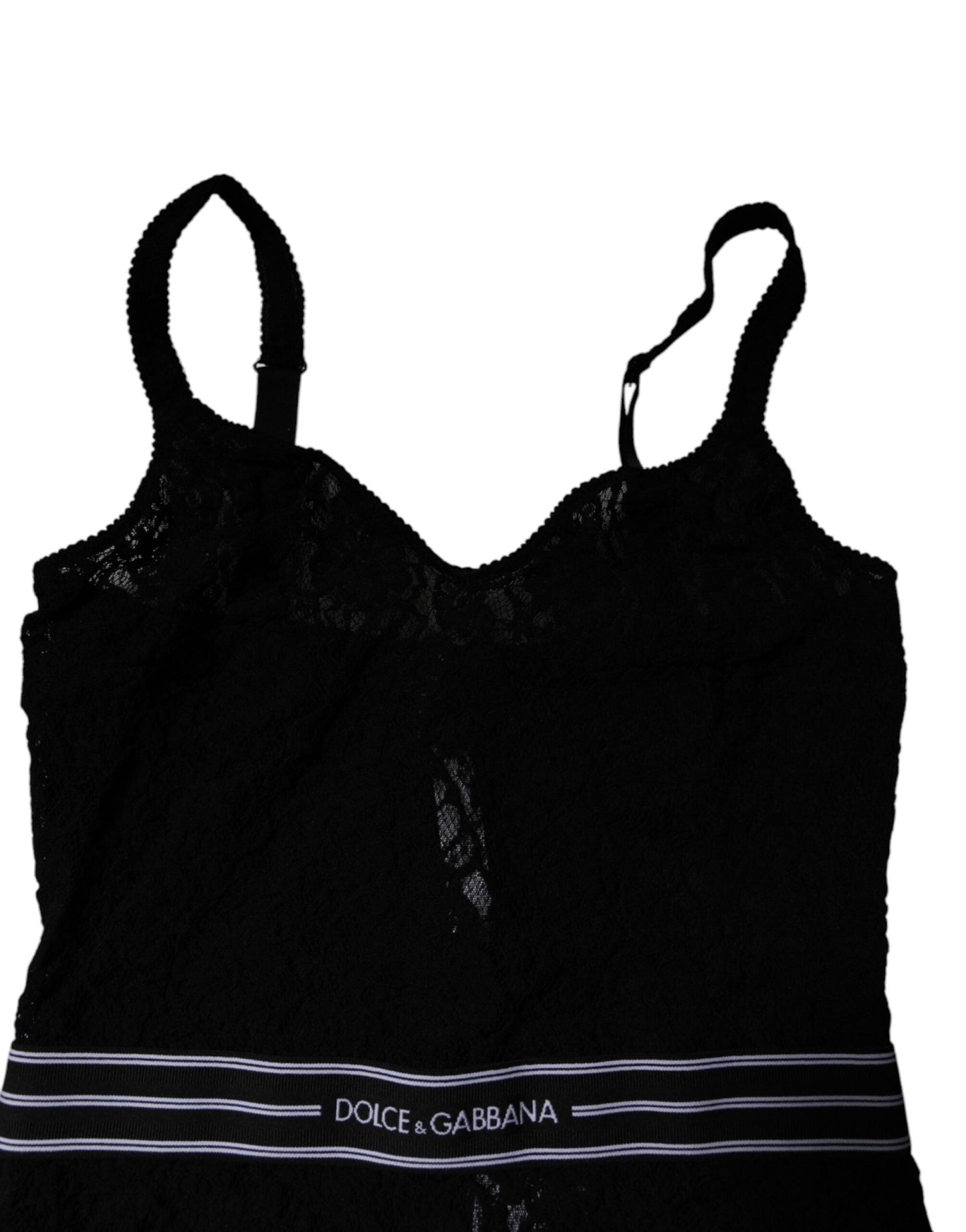Dolce & Gabbana Black Lace Branded Elastic Lingerie Bodysuit Underwear - Sandy Store ByNet
