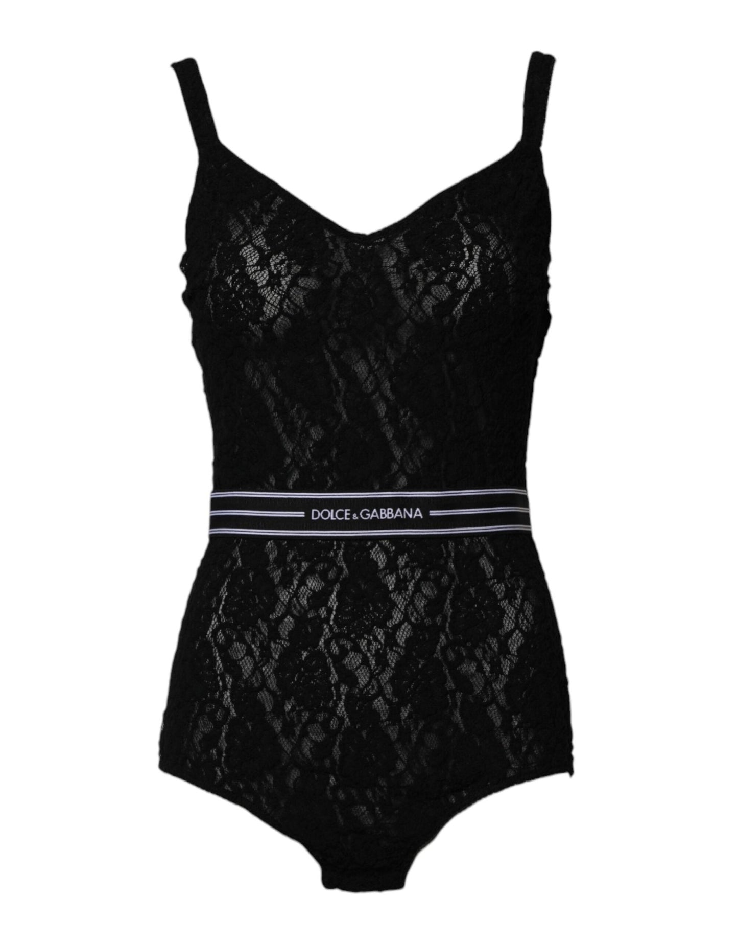Dolce & Gabbana Black Lace Branded Elastic Lingerie Bodysuit Underwear - Sandy Store ByNet