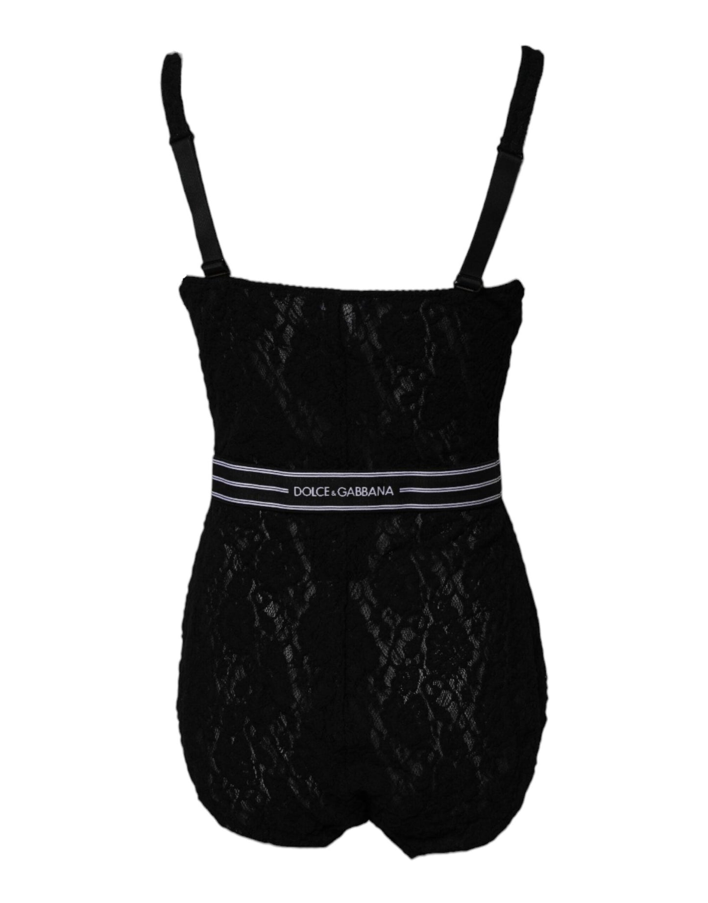 Dolce & Gabbana Black Lace Branded Elastic Lingerie Bodysuit Underwear - Sandy Store ByNet