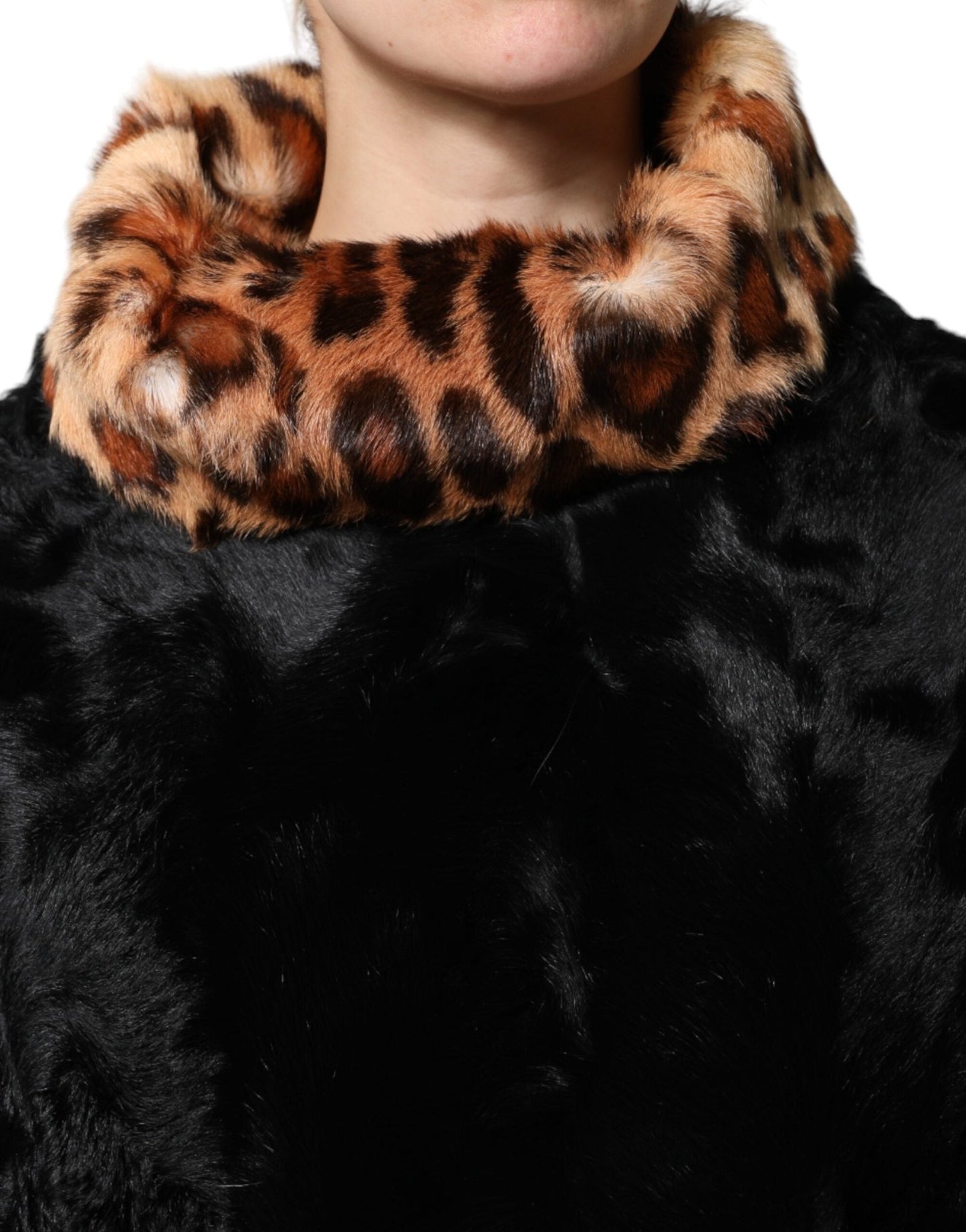 Dolce & Gabbana Black Lamb Fur Short Women Coat Jacket - Sandy Store ByNet