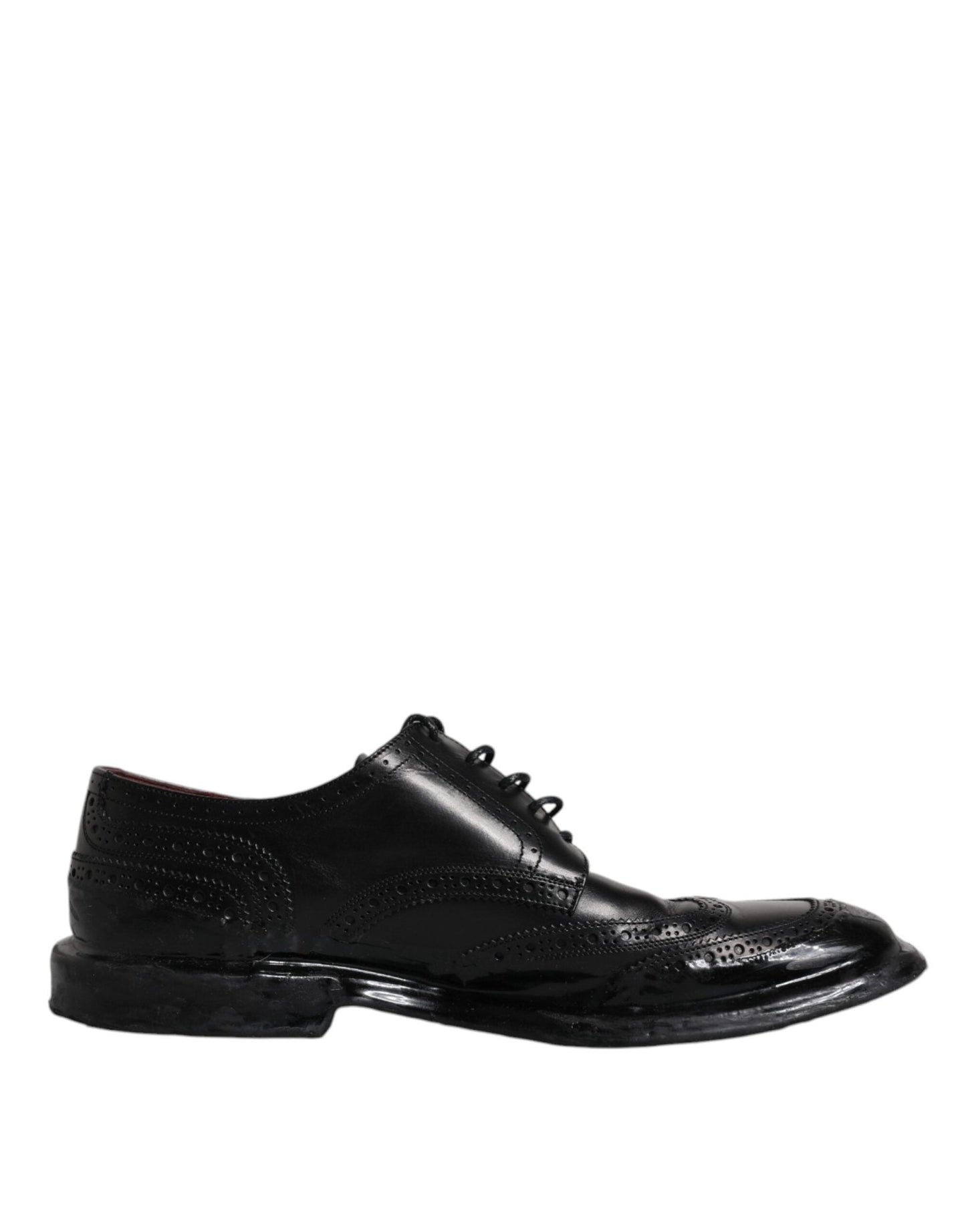 Dolce & Gabbana Black Leather Derby Wingtip Formal Shoes - Sandy Store ByNet