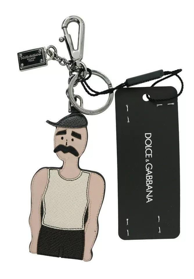 Dolce & Gabbana Black Leather Fisherman Logo Badge Keyring Keychain – par Dolce & Gabbana | Disponible sur Sandy Store ByNet