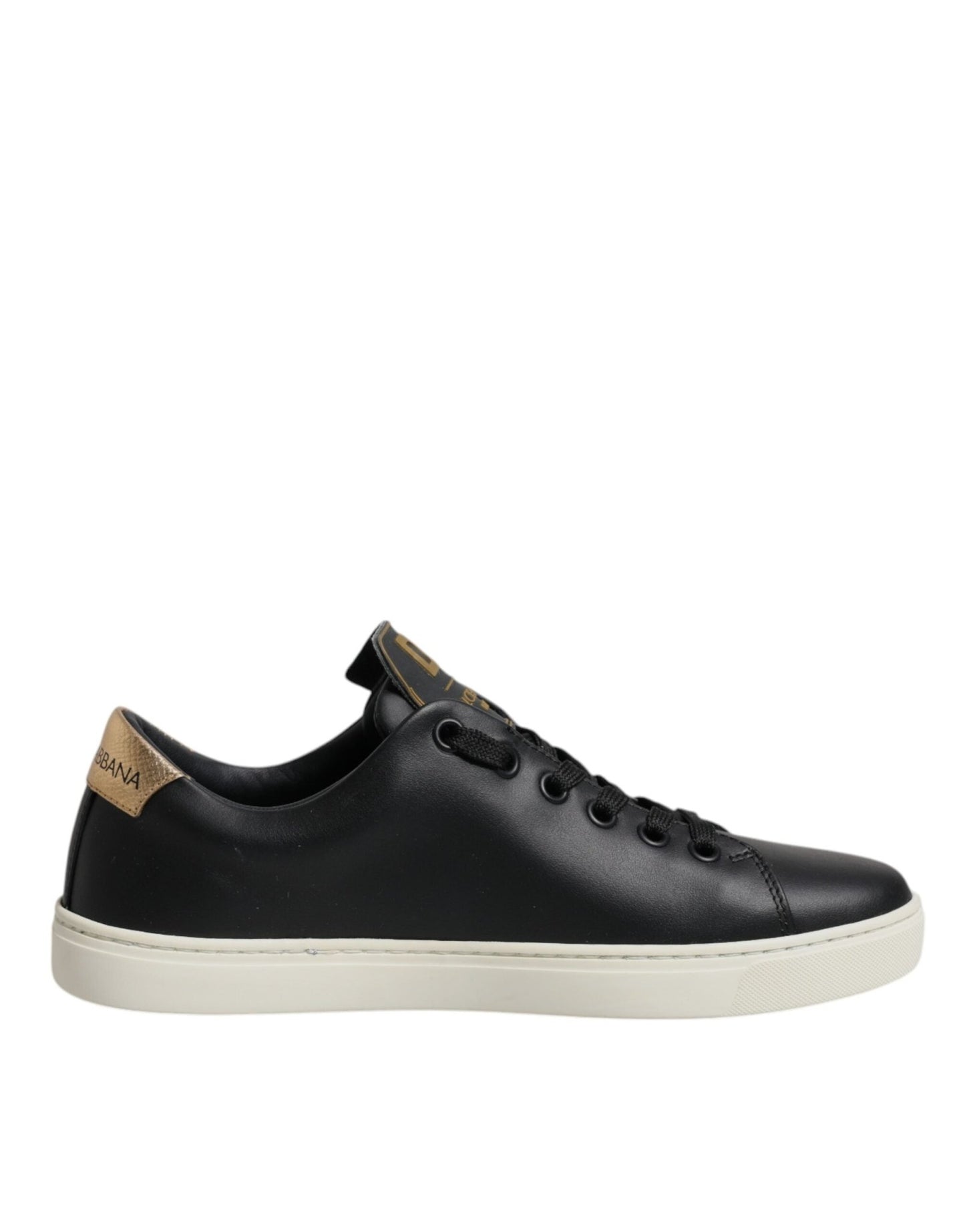 Dolce & Gabbana Black Leather Gold Red Heart Sneakers Shoes - Sandy Store ByNet