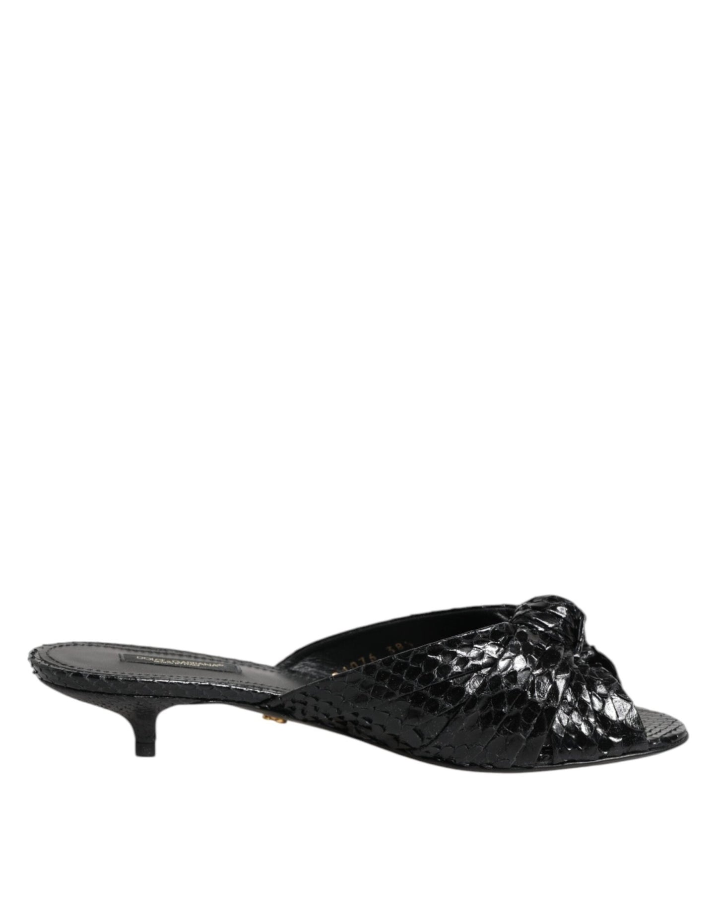 Dolce & Gabbana Black Leather Heels Slides Sandals Shoes – EU38/US7.5 par Dolce & Gabbana | Disponible sur Sandy Store ByNet