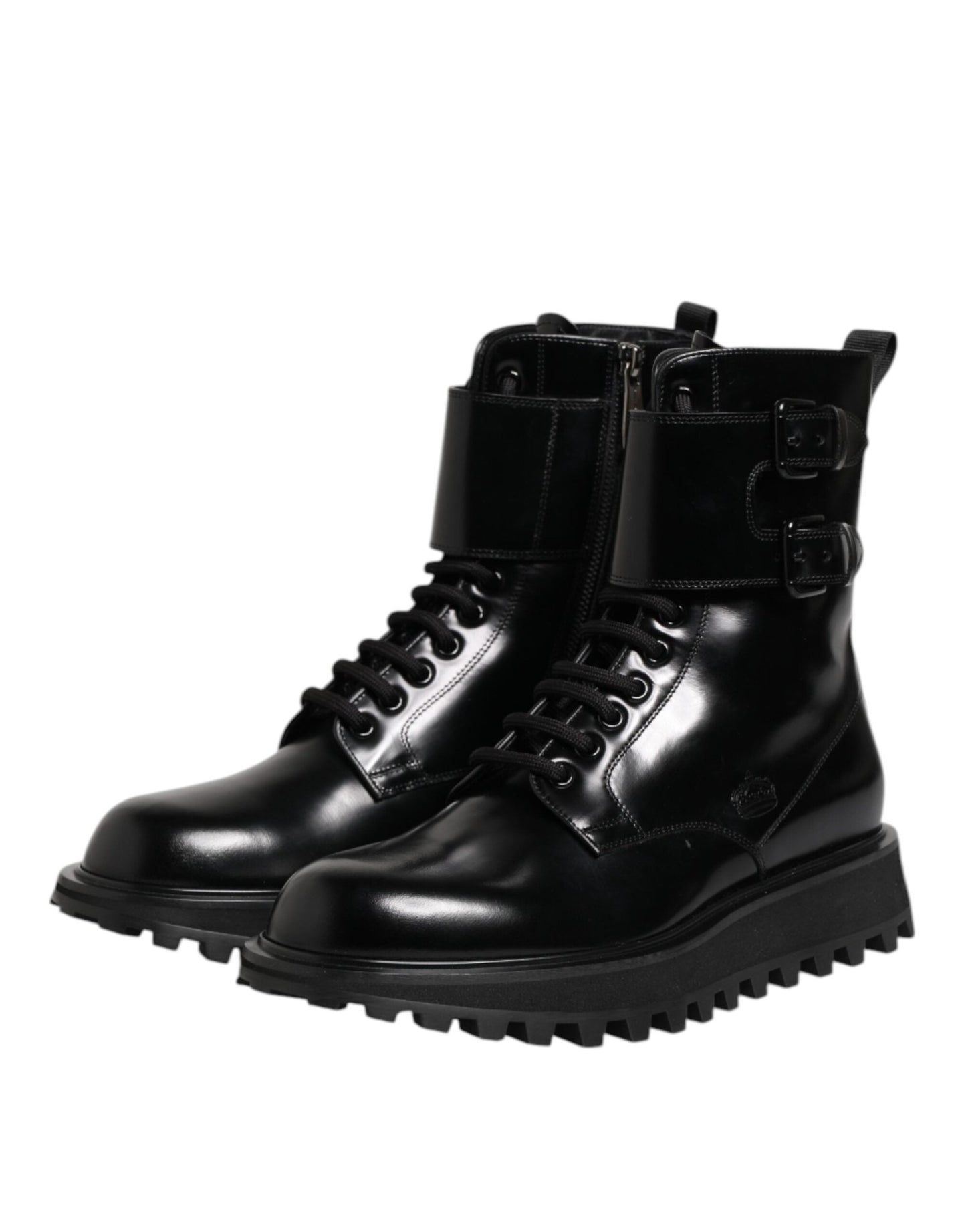 Dolce & Gabbana Black Leather Lace Up Mid Calf Boots Shoes – EU42/US9 par Dolce & Gabbana | Disponible sur Sandy Store ByNet