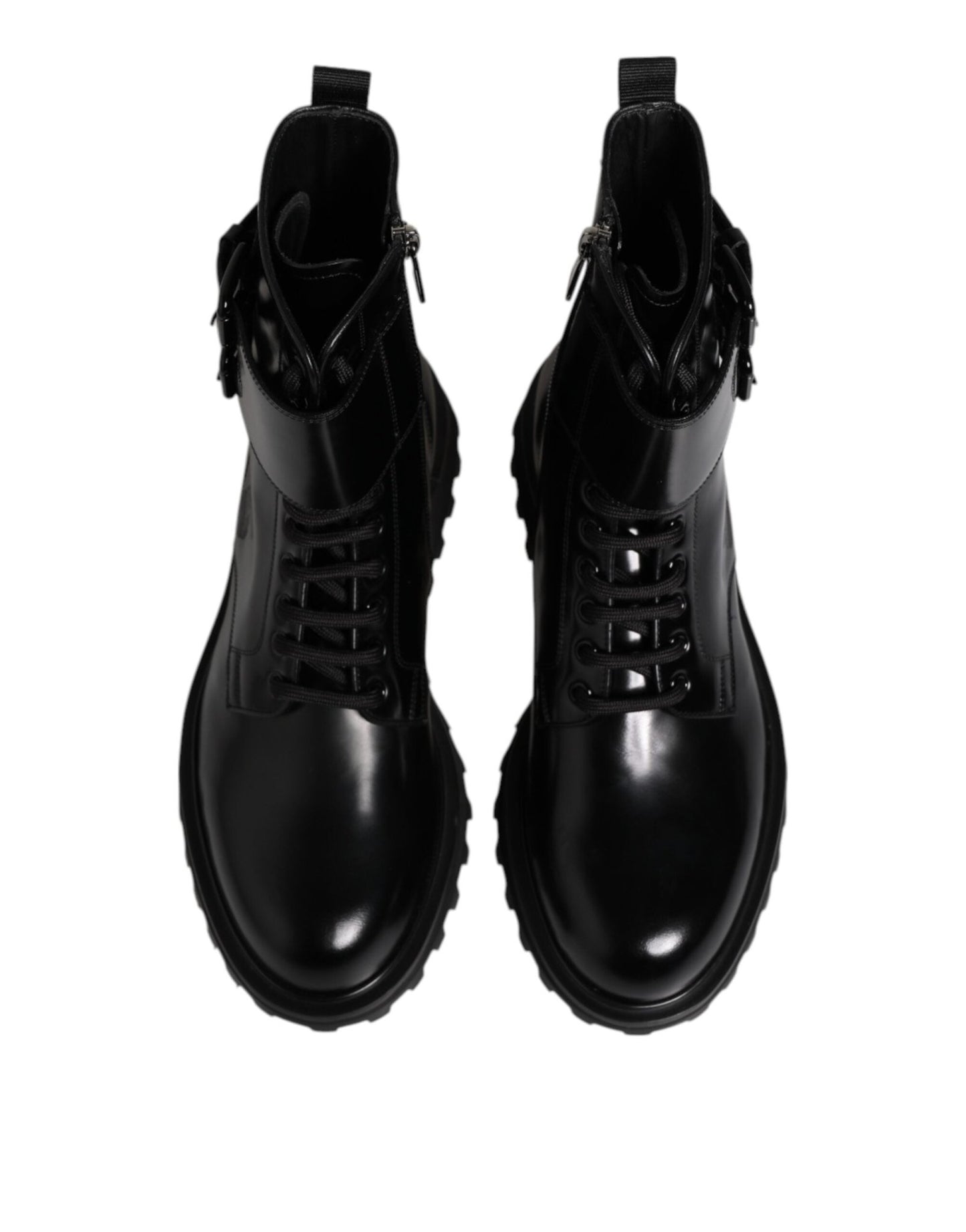 Dolce & Gabbana Black Leather Lace Up Mid Calf Boots Shoes – EU42/US9 par Dolce & Gabbana | Disponible sur Sandy Store ByNet