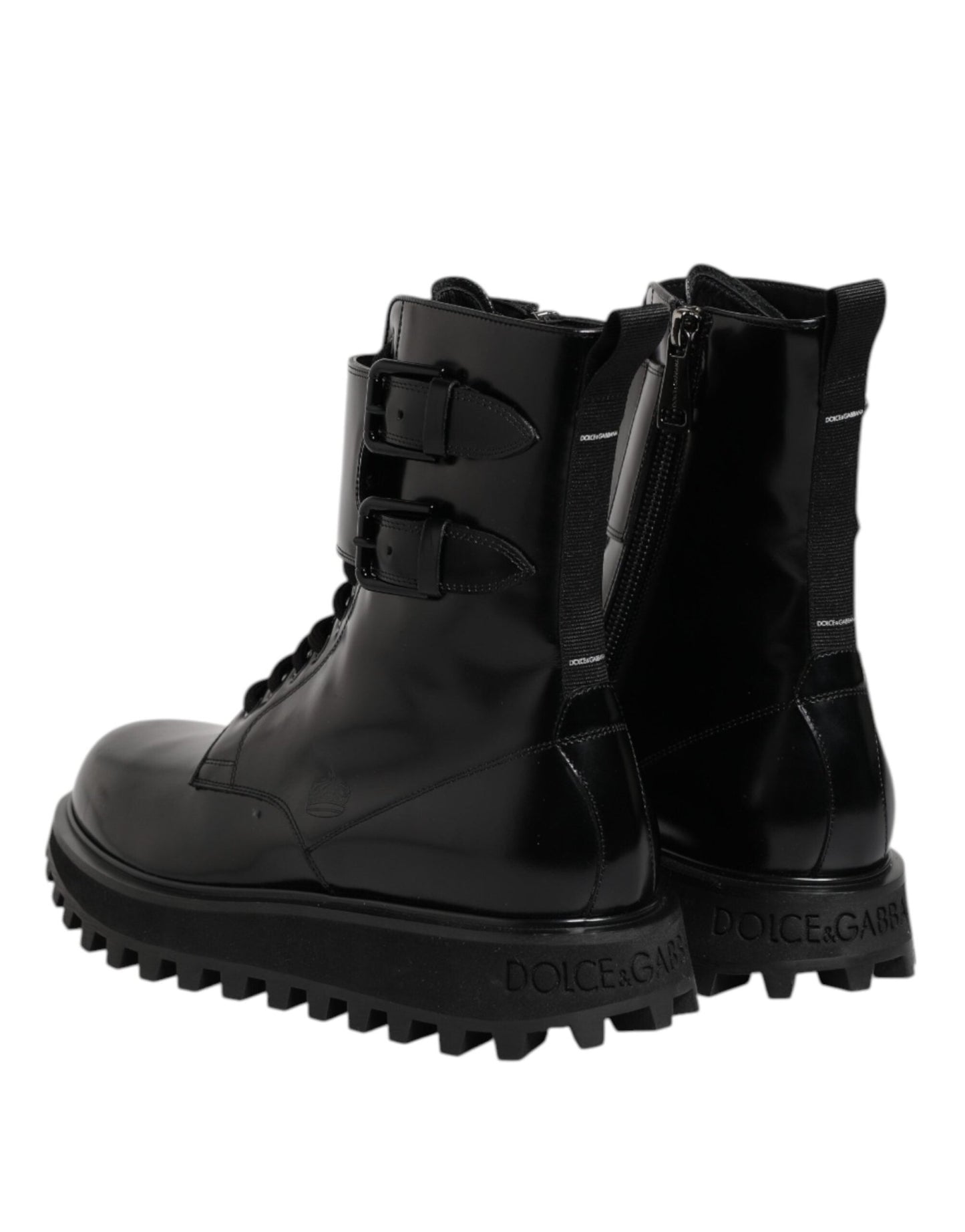 Dolce & Gabbana Black Leather Lace Up Mid Calf Boots Shoes – EU42/US9 par Dolce & Gabbana | Disponible sur Sandy Store ByNet
