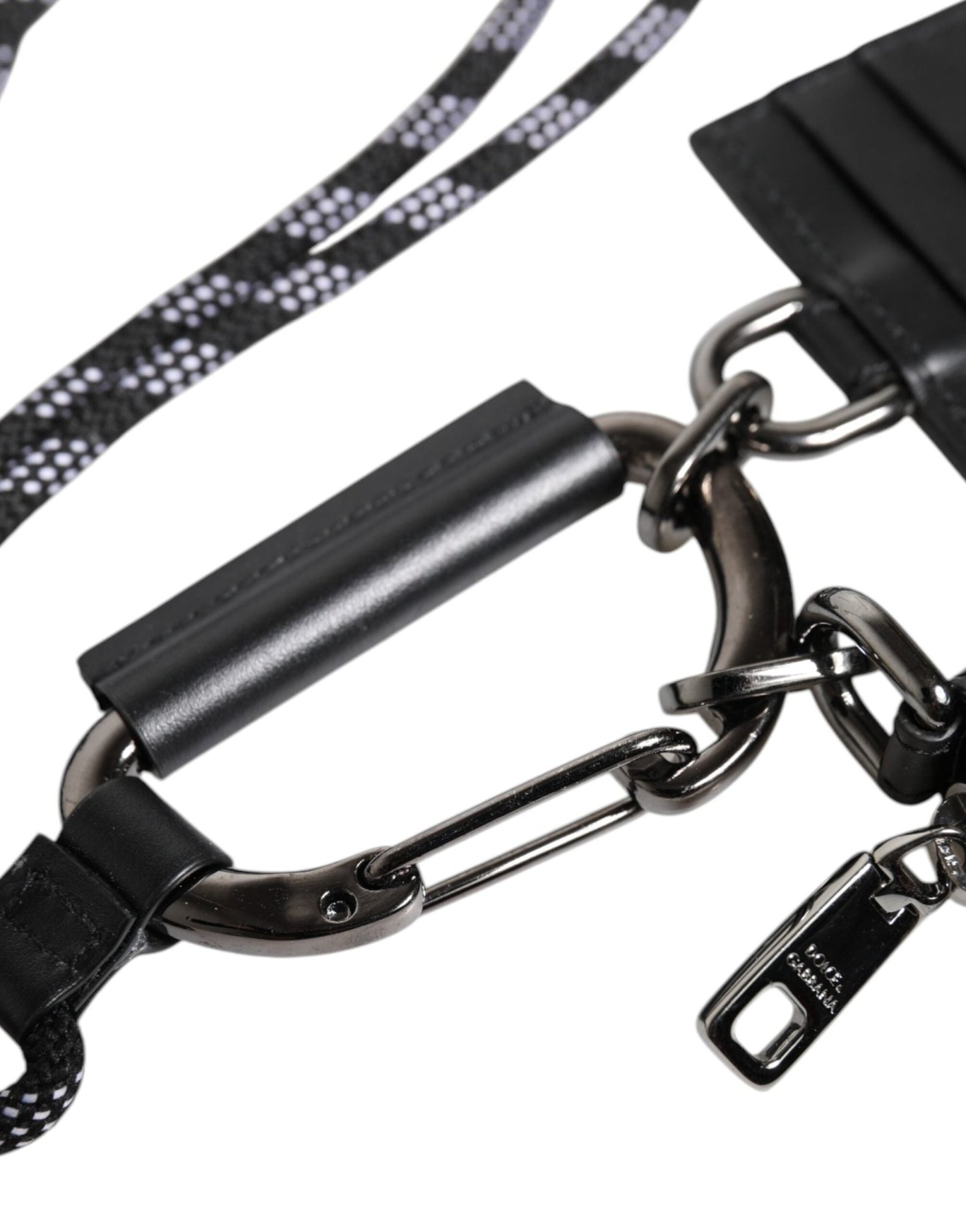 Dolce & Gabbana Black Leather Lanyard Zip Around Card Holder Wallet - Sandy Store ByNet