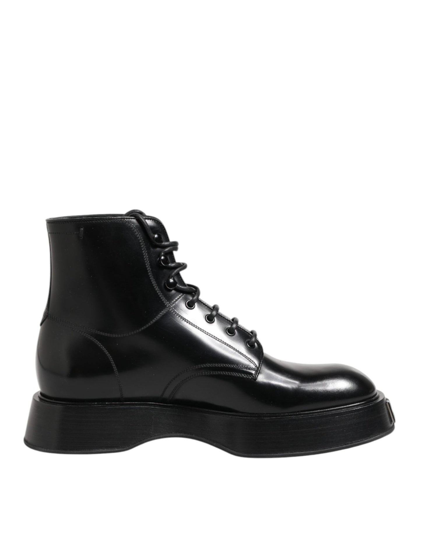 Dolce & Gabbana Black Leather Logo Ankle Boots Lace Up Shoes – EU41/US8 par Dolce & Gabbana | Disponible sur Sandy Store ByNet
