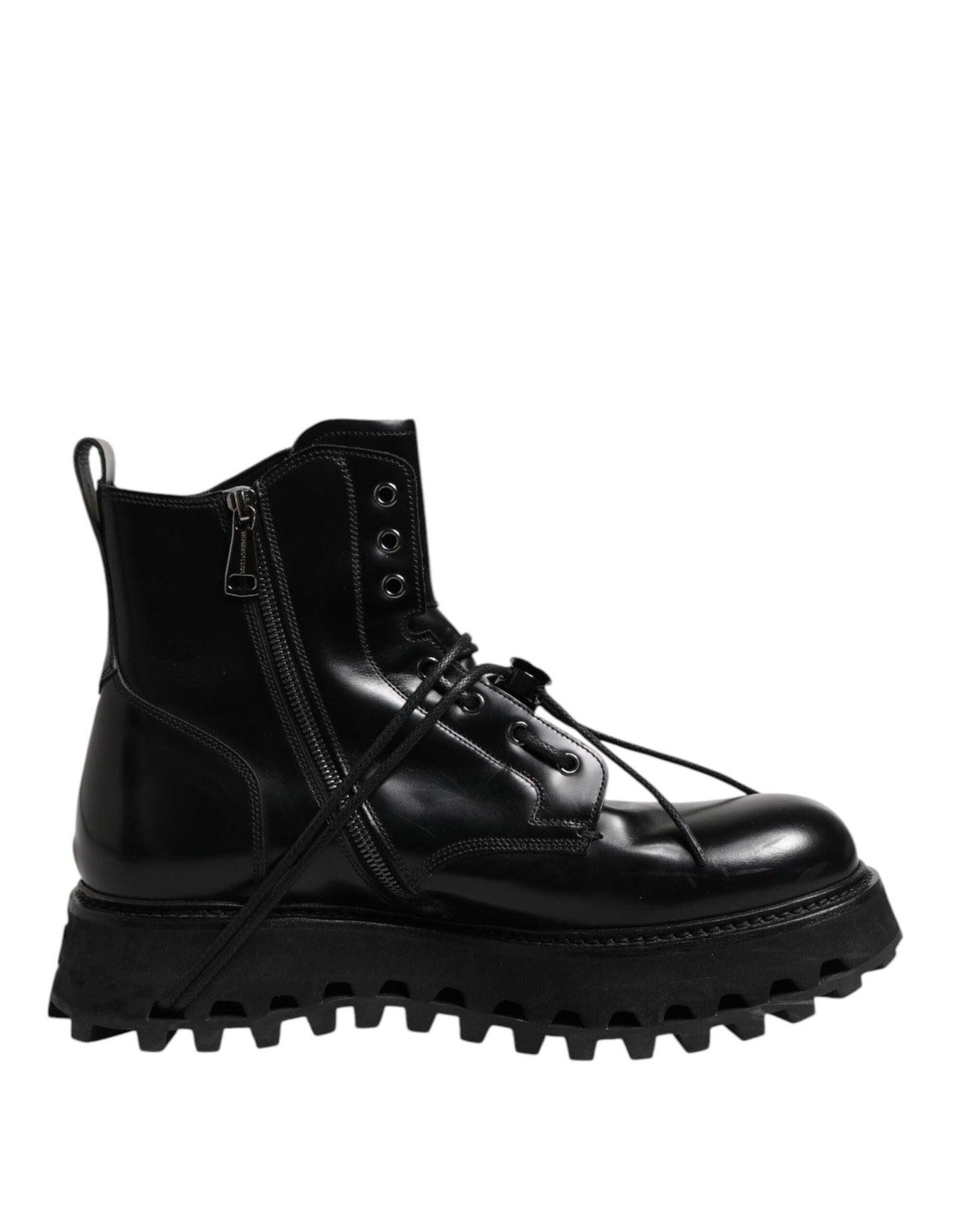 Dolce & Gabbana Black Leather Logo Ankle Boots Lace Up Shoes – EU44/US11 par Dolce & Gabbana | Disponible sur Sandy Store ByNet