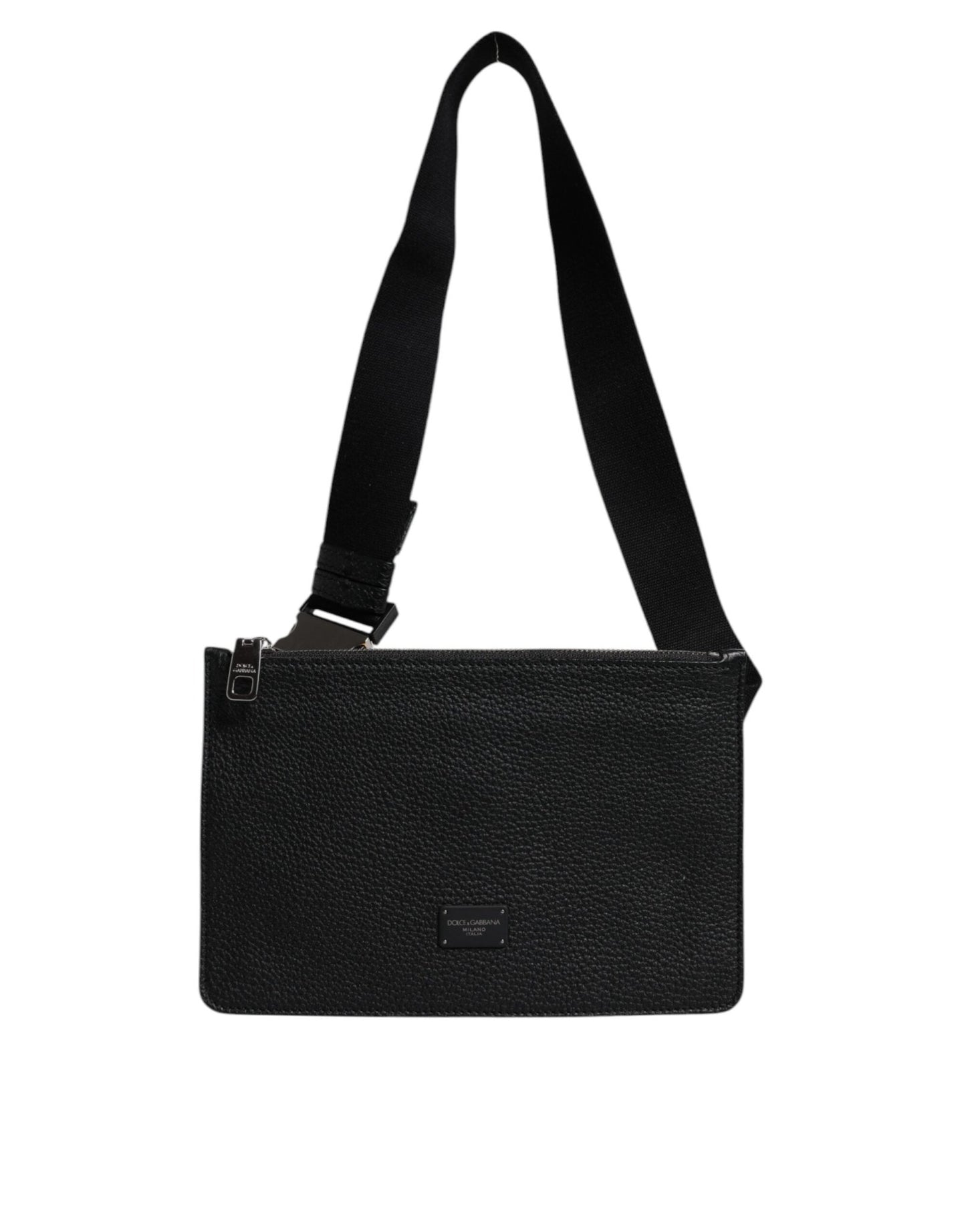 Dolce & Gabbana Black Leather Logo Plaque Purse Fanny Pack Bag - Sandy Store ByNet