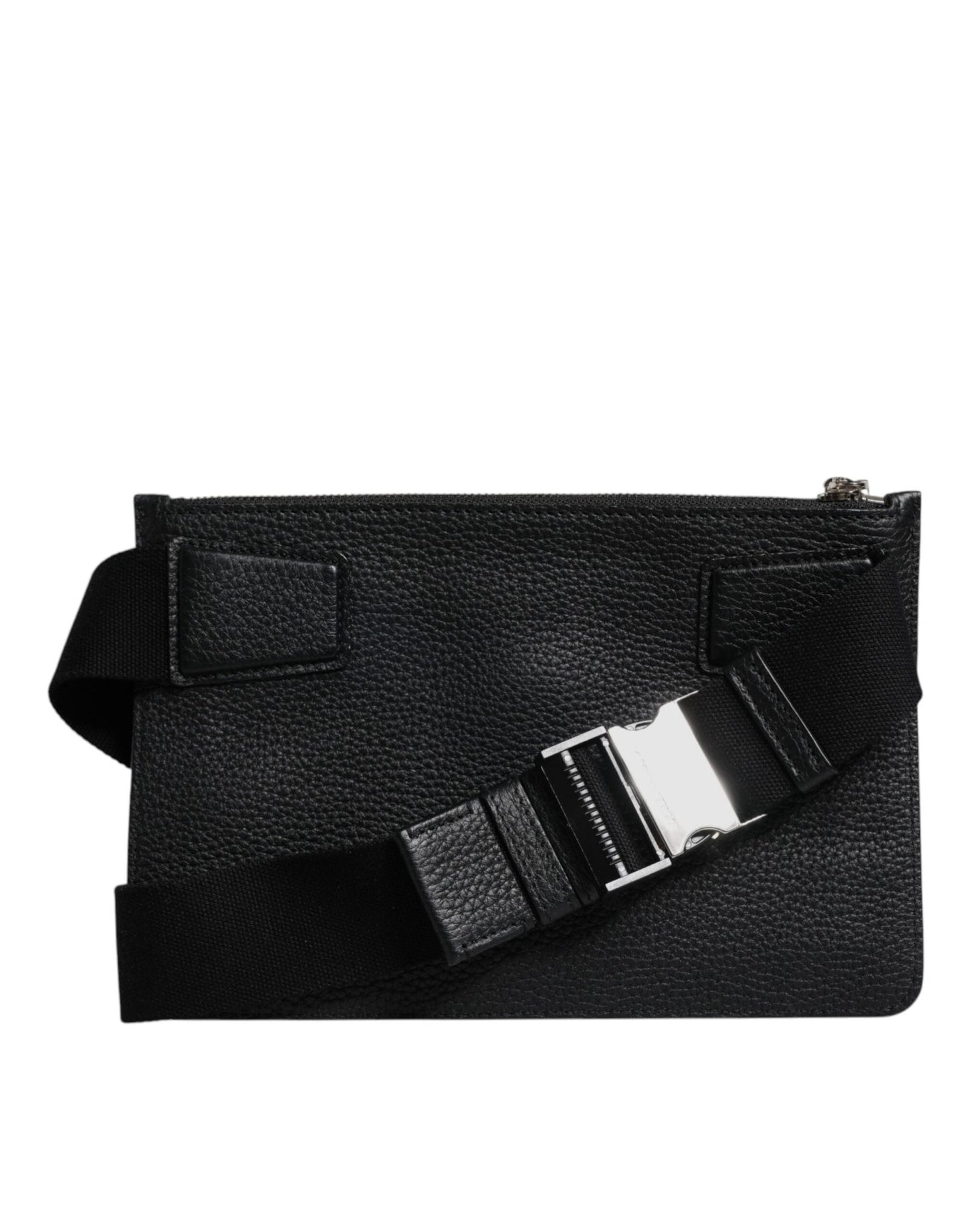 Dolce & Gabbana Black Leather Logo Plaque Purse Fanny Pack Bag - Sandy Store ByNet