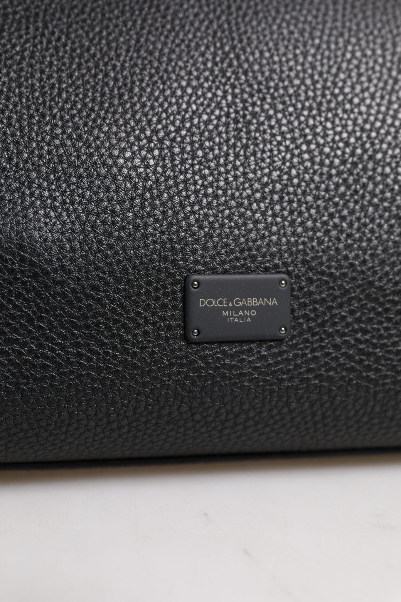 Dolce & Gabbana Black Leather Logo Plaque Shoulder Crossbody Bag - Sandy Store ByNet