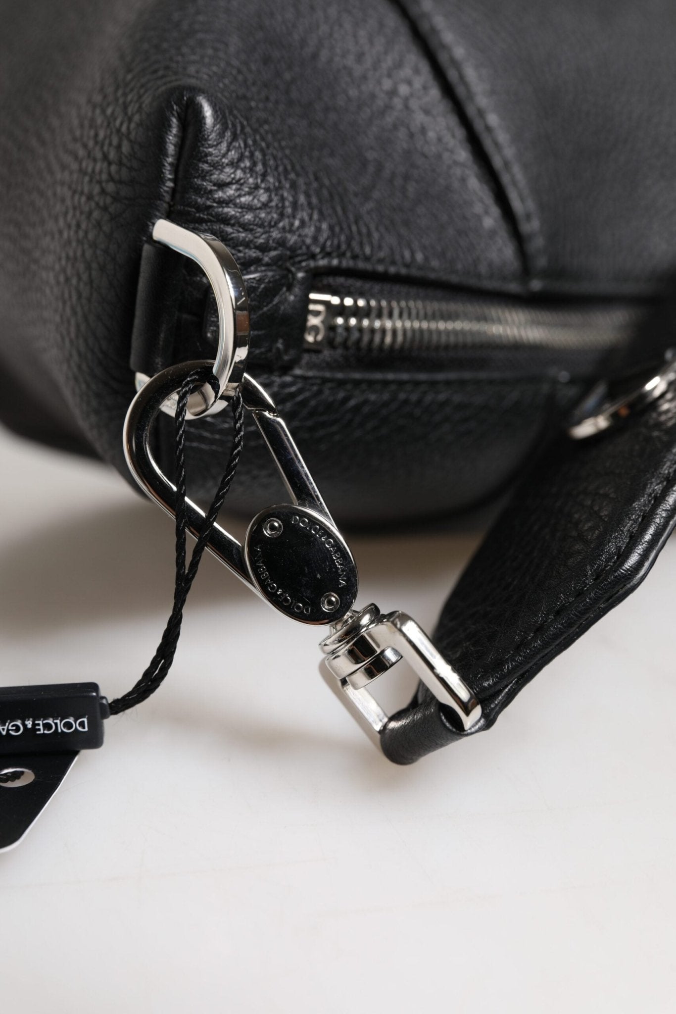 Dolce & Gabbana Black Leather Logo Plaque Shoulder Crossbody Bag - Sandy Store ByNet