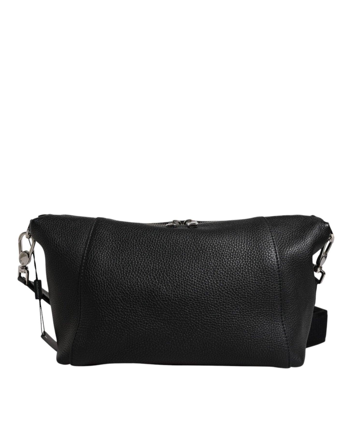 Dolce & Gabbana Black Leather Logo Plaque Shoulder Crossbody Bag - Sandy Store ByNet