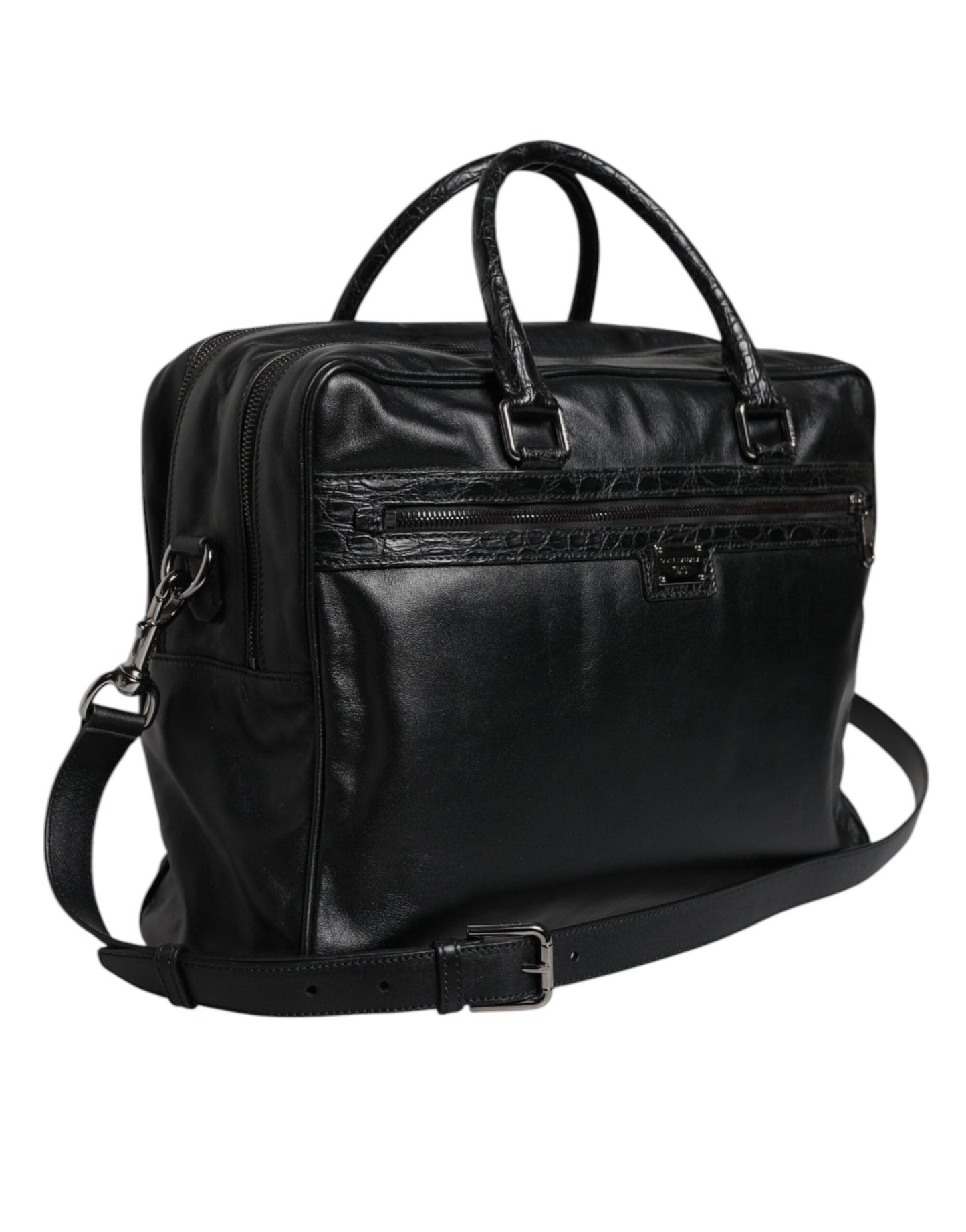 Dolce & Gabbana Black Leather Messenger Shoulder Strap Bag - Sandy Store ByNet