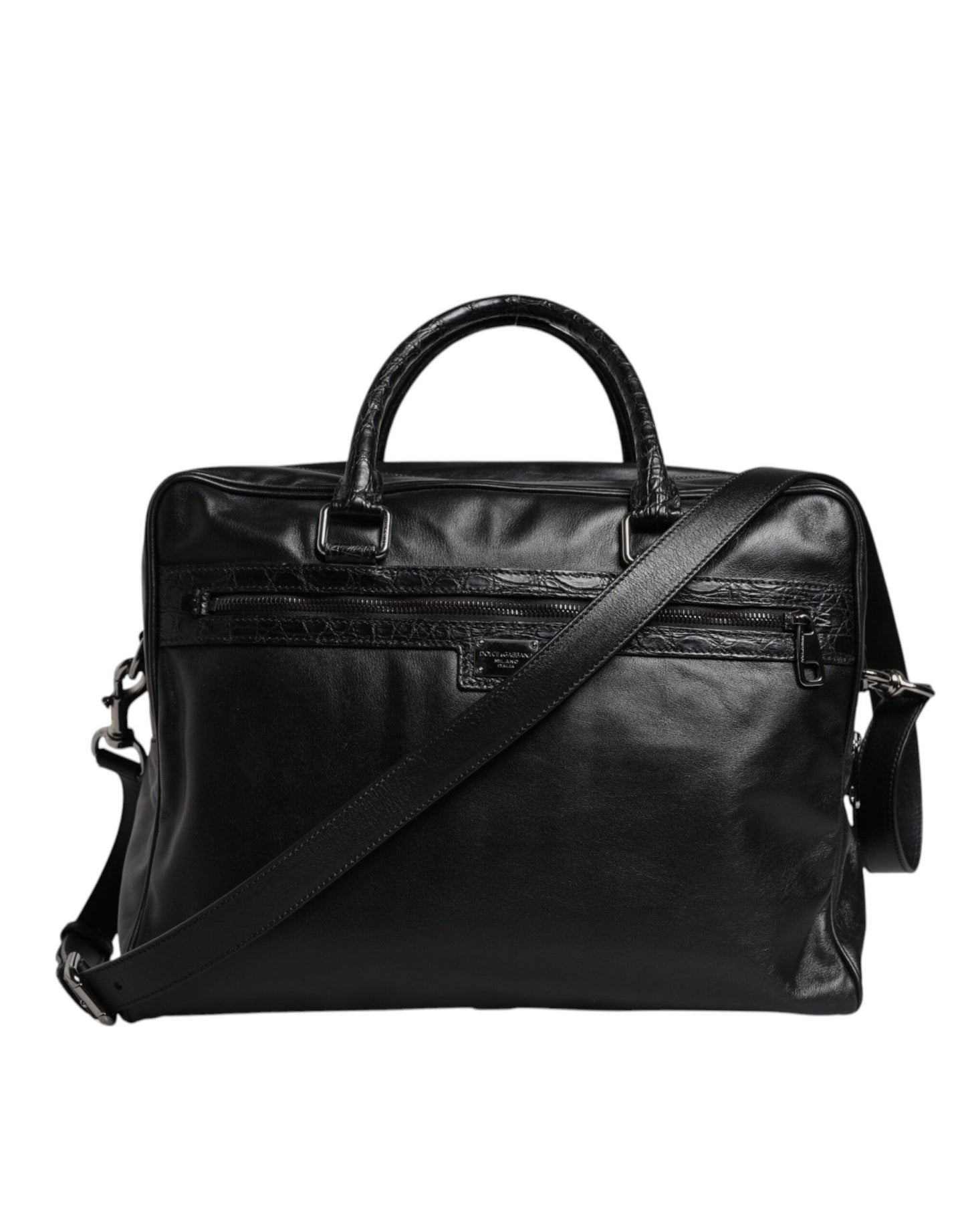 Dolce & Gabbana Black Leather Messenger Shoulder Strap Bag - Sandy Store ByNet