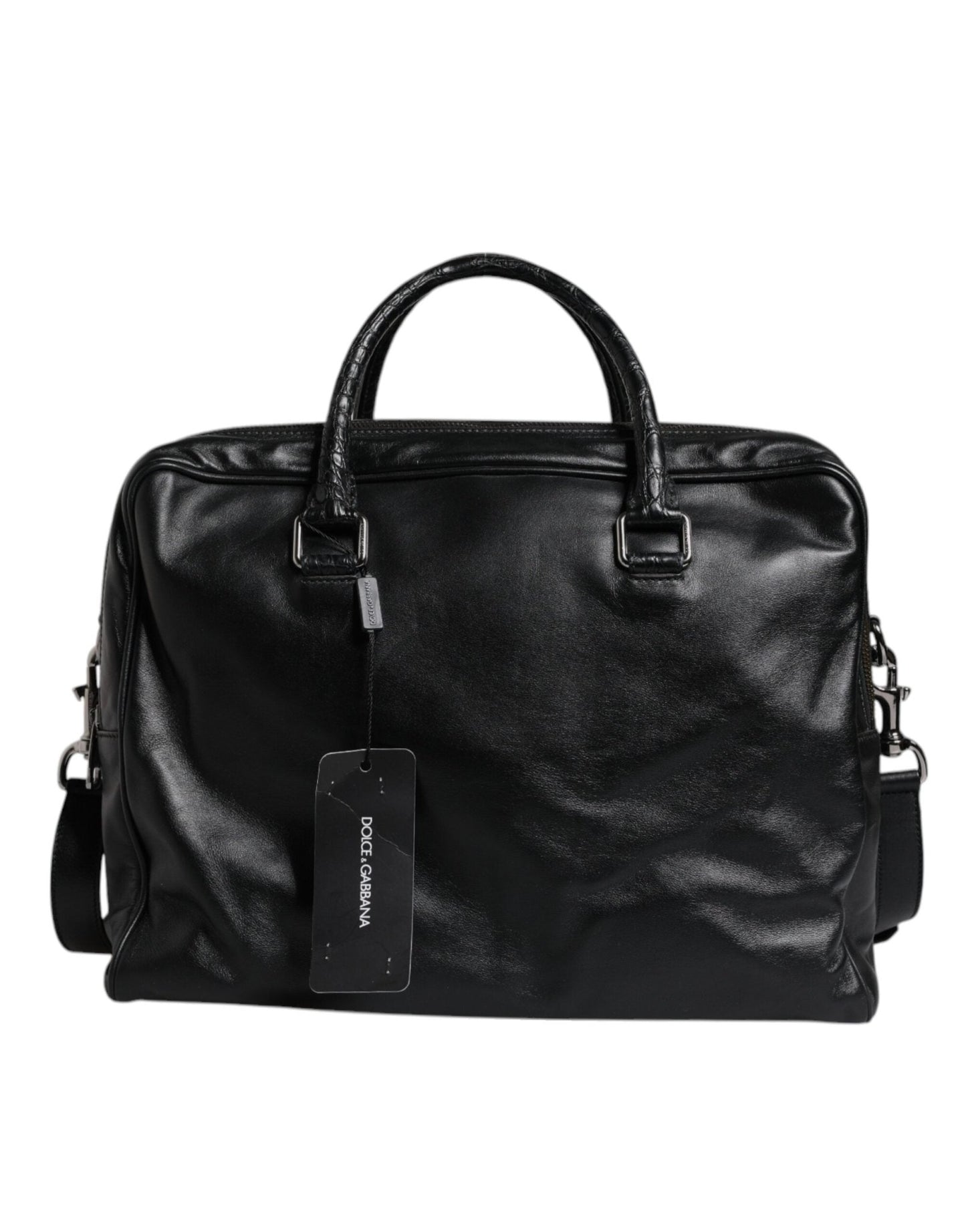 Dolce & Gabbana Black Leather Messenger Shoulder Strap Bag - Sandy Store ByNet