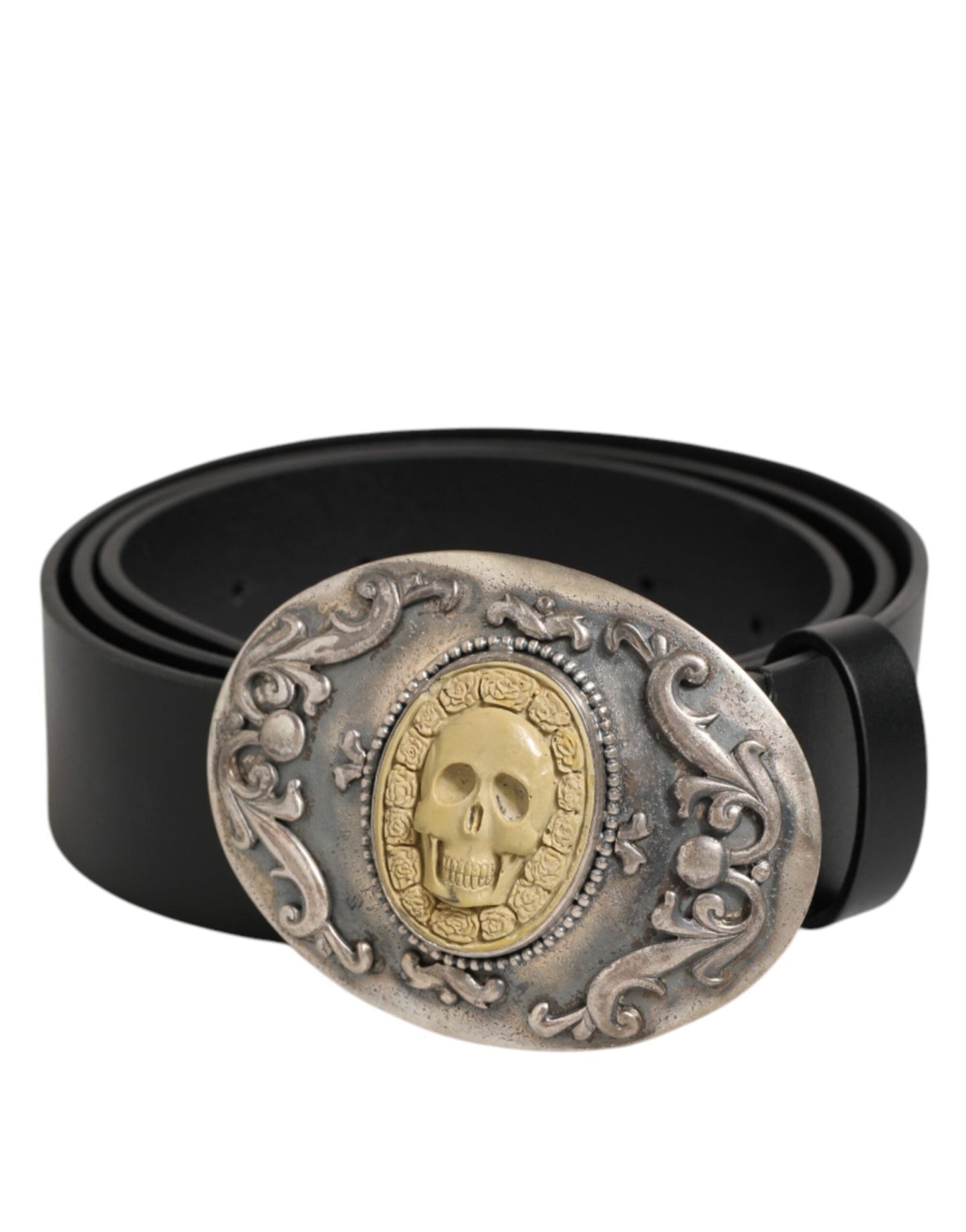 Dolce & Gabbana Black Leather Ornate Metal Buckle Men Belt – 100 cm / 40 Inches par Dolce & Gabbana | Disponible sur Sandy Store ByNet