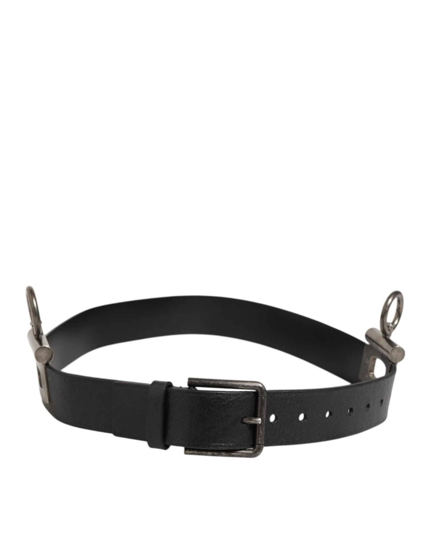 Dolce & Gabbana Black Leather Side Rings Brass Buckle Belt – 90 cm / 36 Inches par Dolce & Gabbana | Disponible sur Sandy Store ByNet