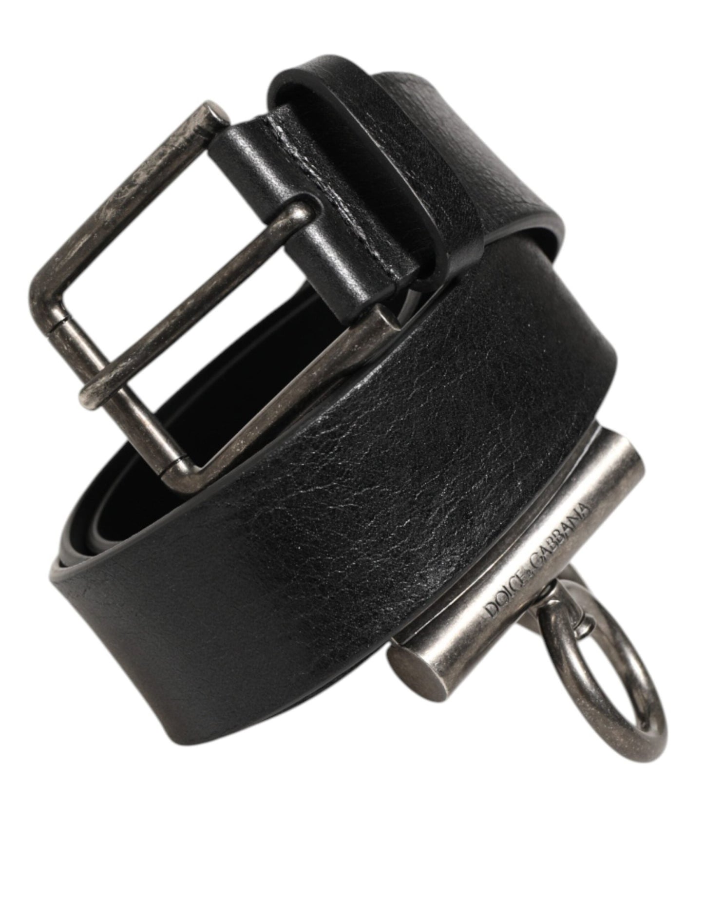 Dolce & Gabbana Black Leather Side Rings Brass Buckle Belt – 90 cm / 36 Inches par Dolce & Gabbana | Disponible sur Sandy Store ByNet