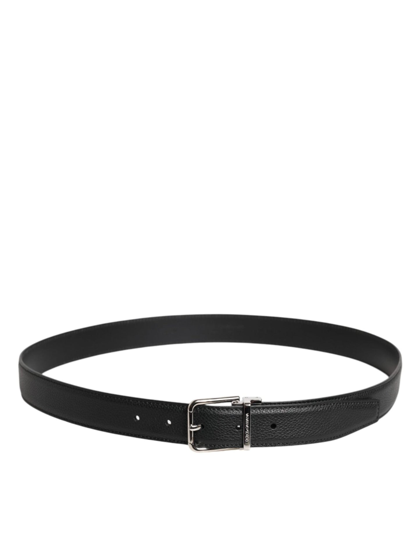 Dolce & Gabbana Black Leather Silver Metal Buckle Belt - Sandy Store ByNet