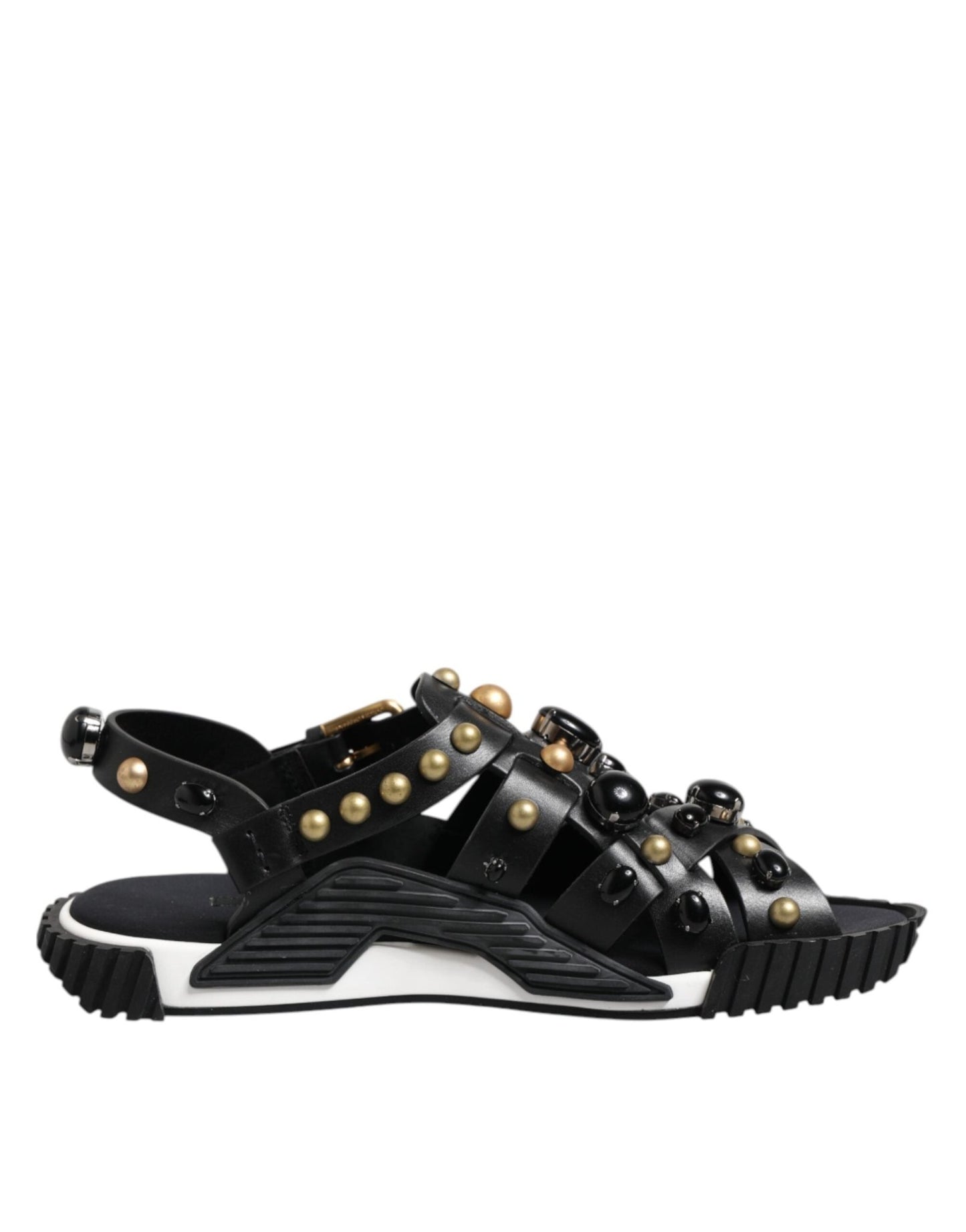 Dolce & Gabbana Black Leather Studded Ankle Strap Sandals Shoes – EU41/US8 par Dolce & Gabbana | Disponible sur Sandy Store ByNet