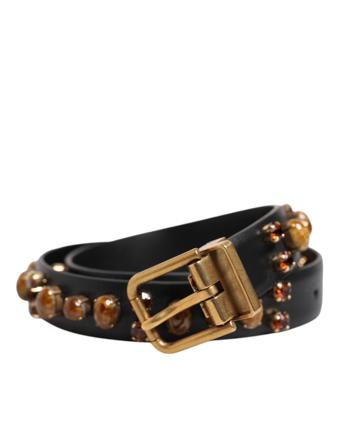 Dolce & Gabbana Black Leather Studded Gold Tone Buckle Belt – 85 cm / 34 Inches par Dolce & Gabbana | Disponible sur Sandy Store ByNet