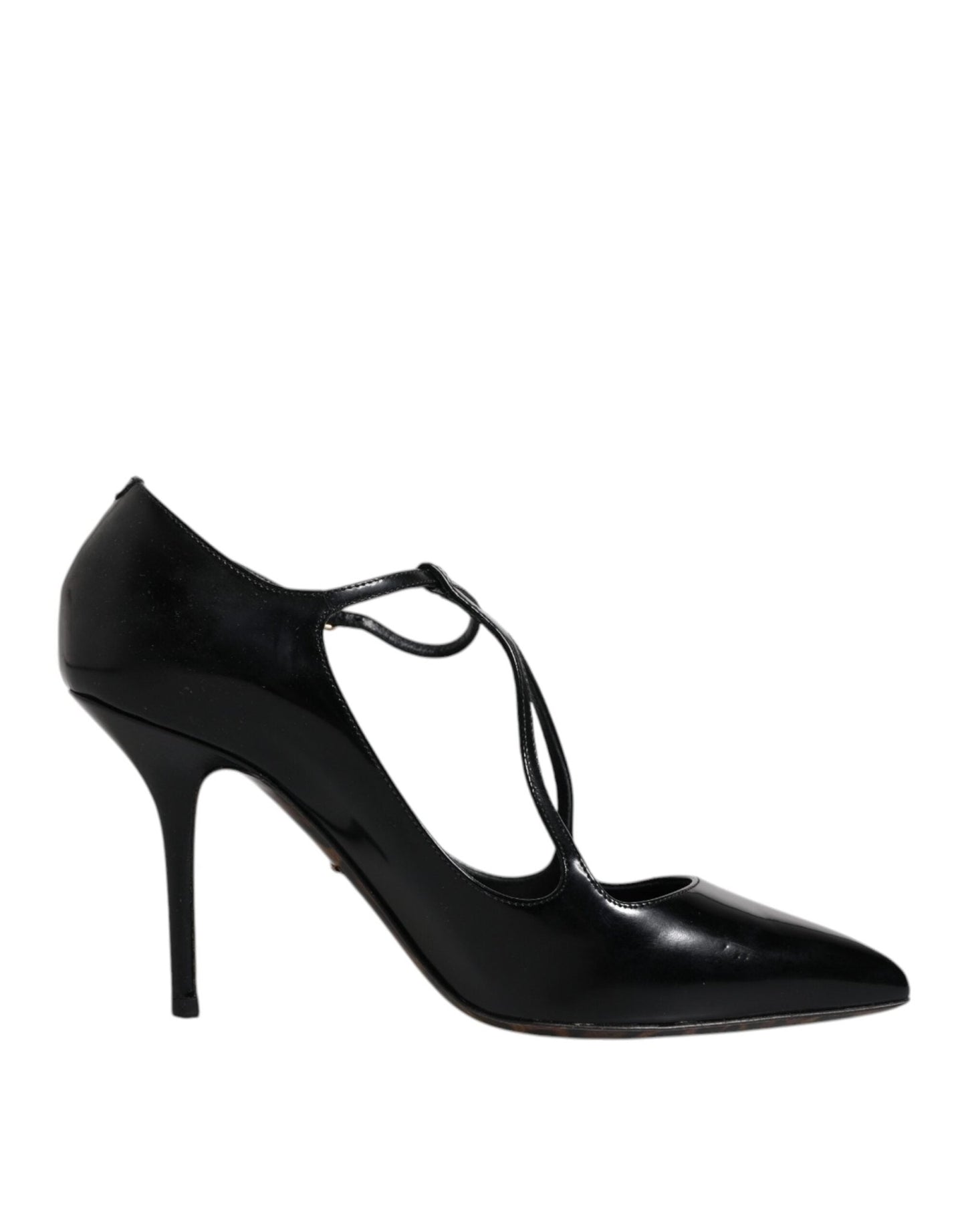 Dolce & Gabbana Black Leather T - strap Stiletto Heels Shoes - Sandy Store ByNet