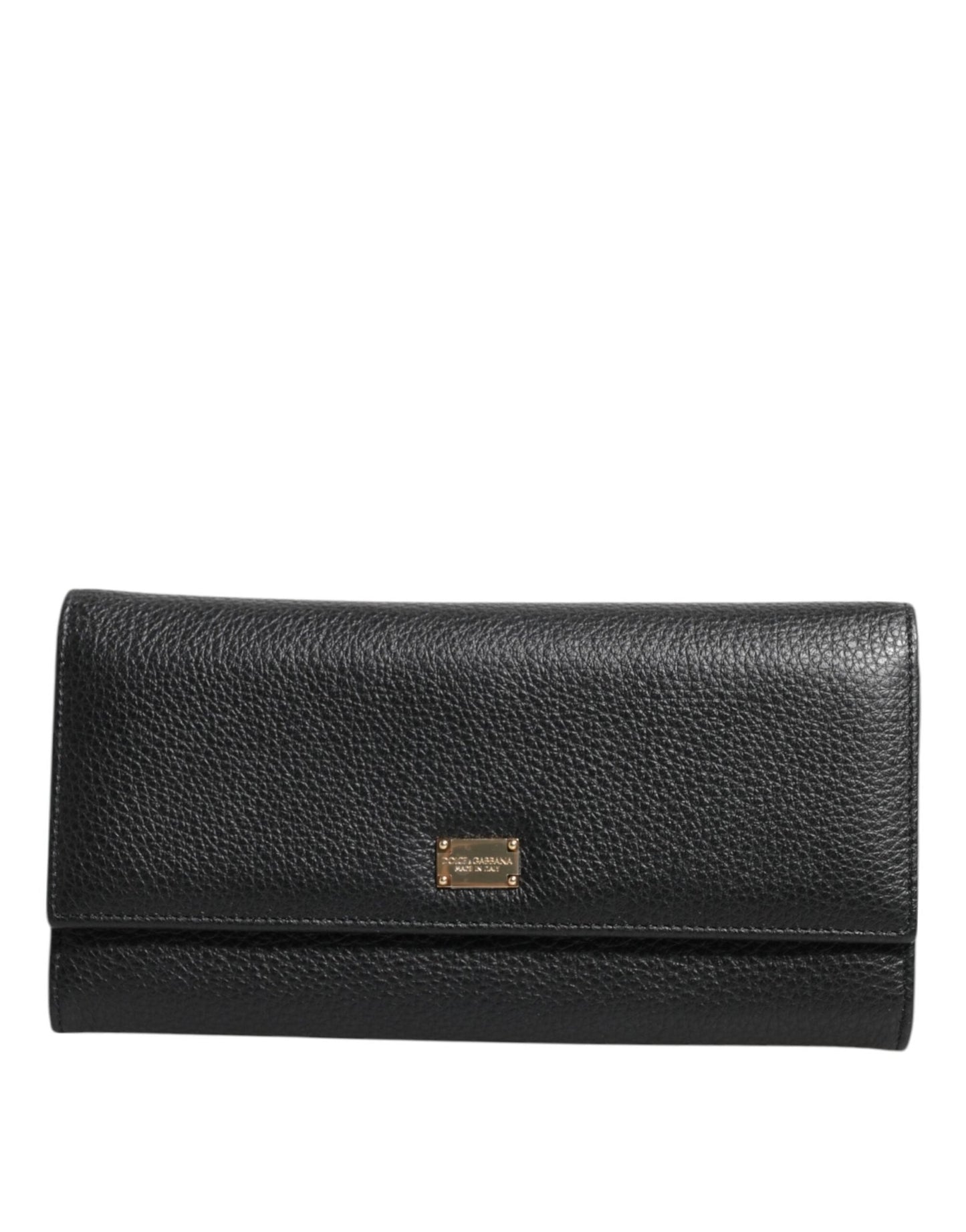 Dolce & Gabbana Black Leather Trifold Logo Plaque Card Holder Wallet – par Dolce & Gabbana | Disponible sur Sandy Store ByNet