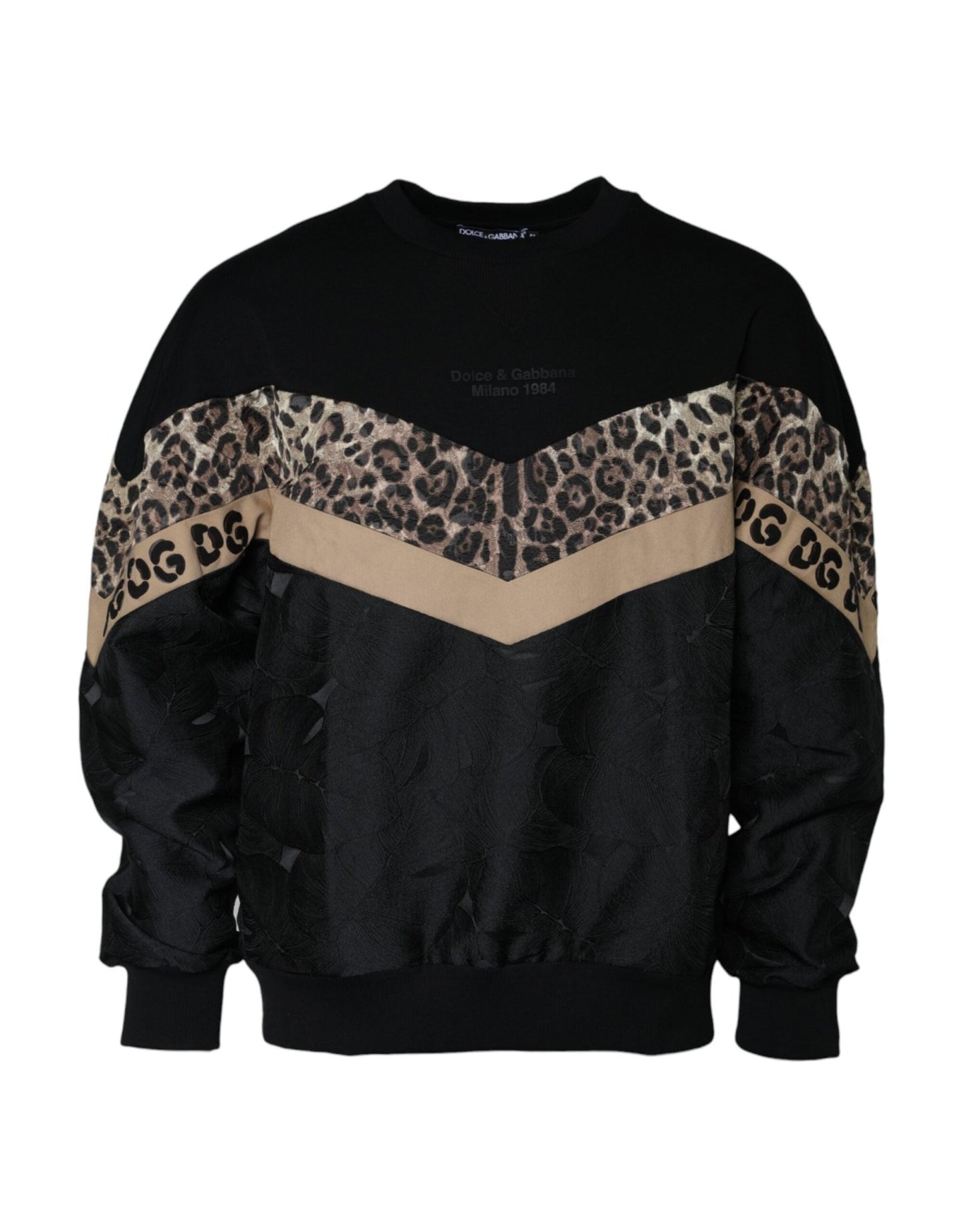 Dolce & Gabbana Black Leopard Crew Neck Sweatshirt Sweater - Sandy Store ByNet