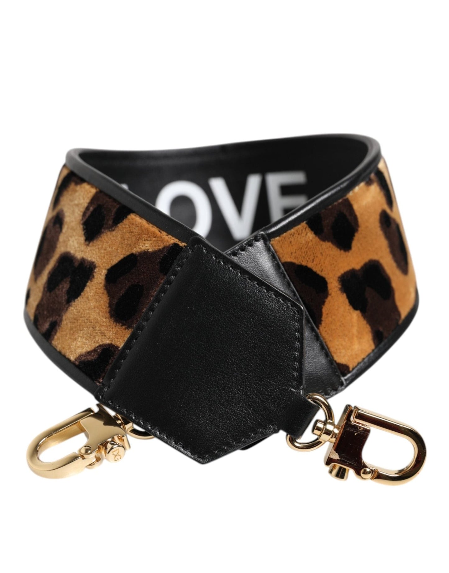 Dolce & Gabbana Black Leopard Print Reversible Bag Shoulder Strap – par Dolce & Gabbana | Disponible sur Sandy Store ByNet