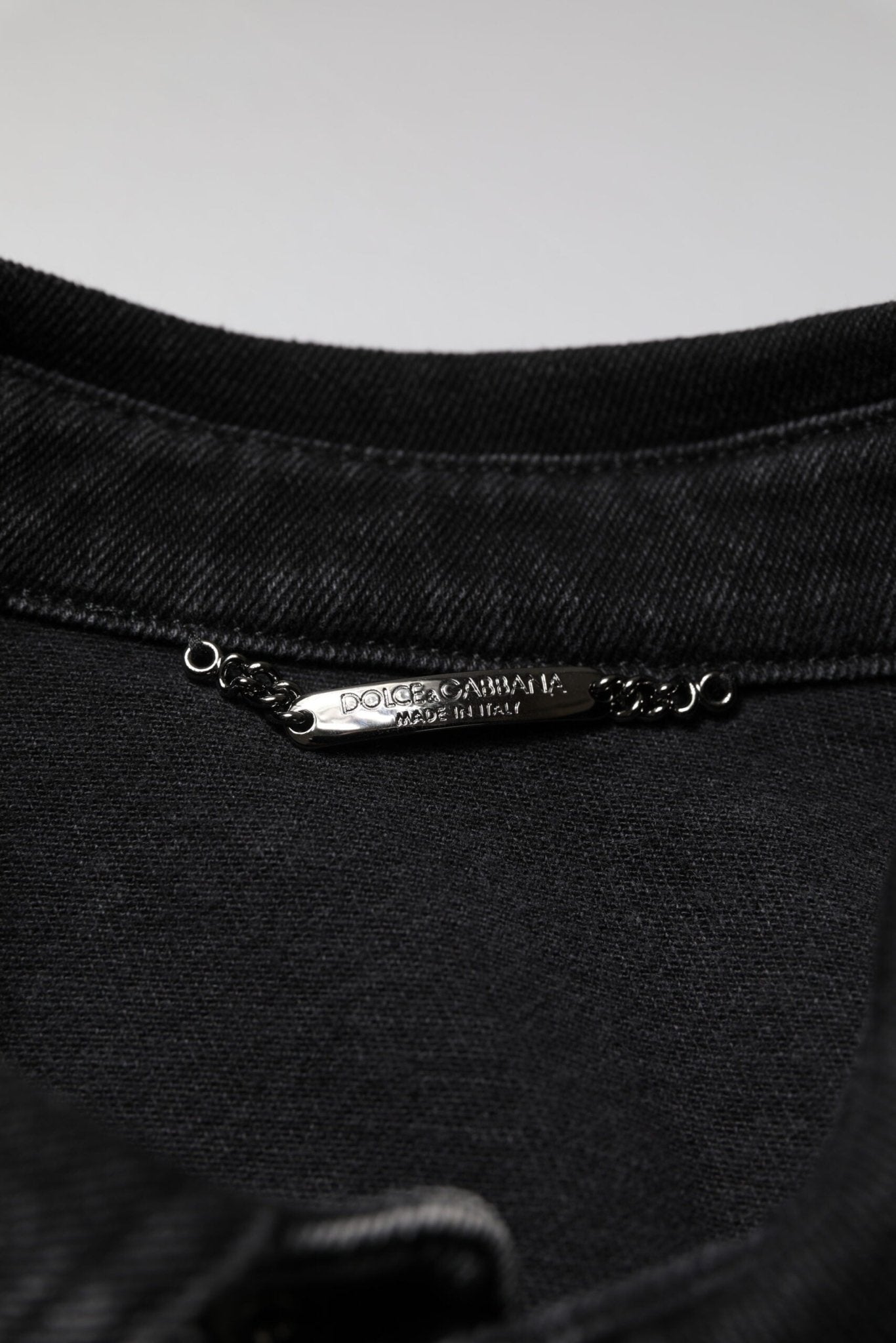 Dolce & Gabbana Black Logo Cotton Stretch Denim Jacket - Sandy Store ByNet
