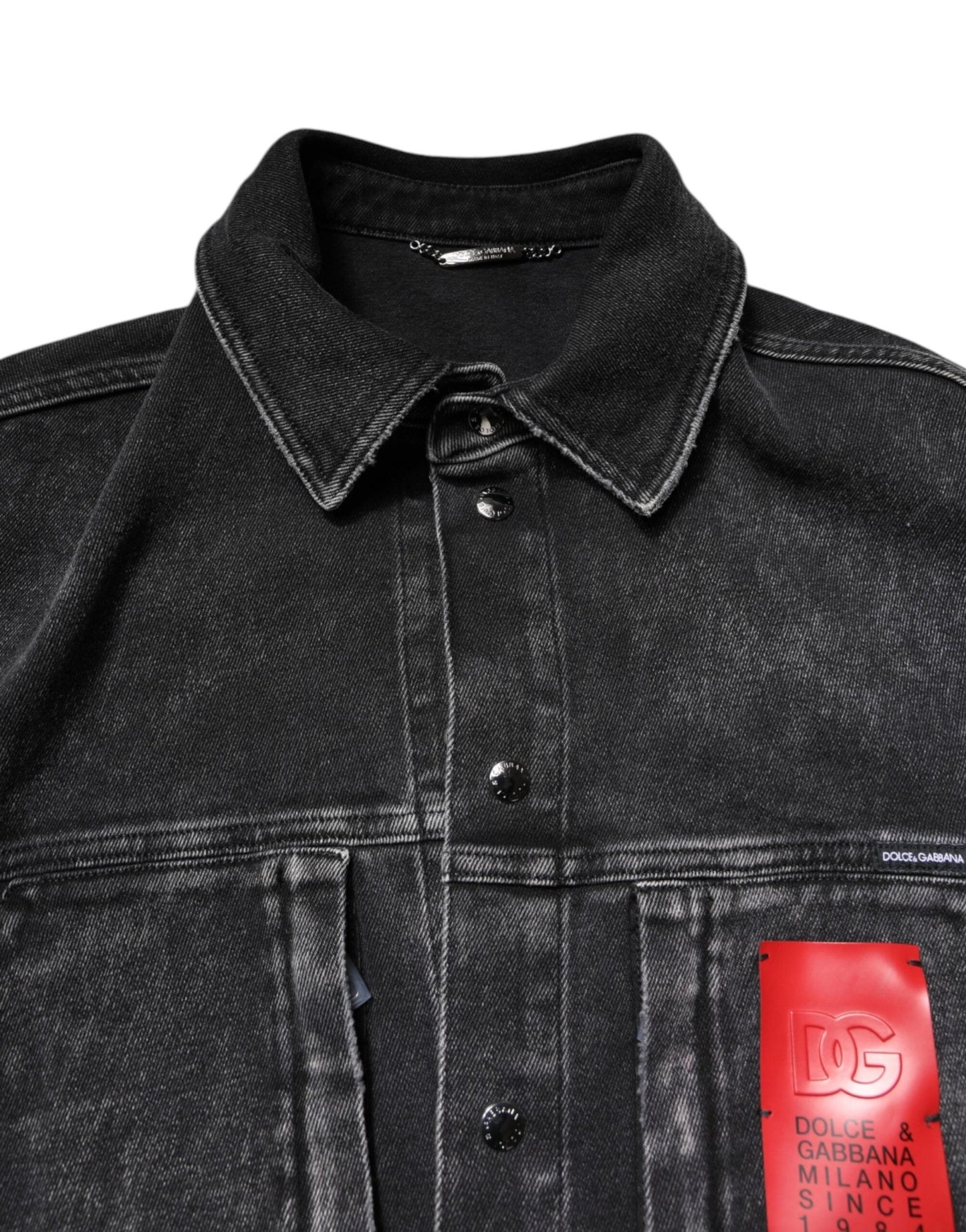 Dolce & Gabbana Black Logo Cotton Stretch Denim Jacket - Sandy Store ByNet