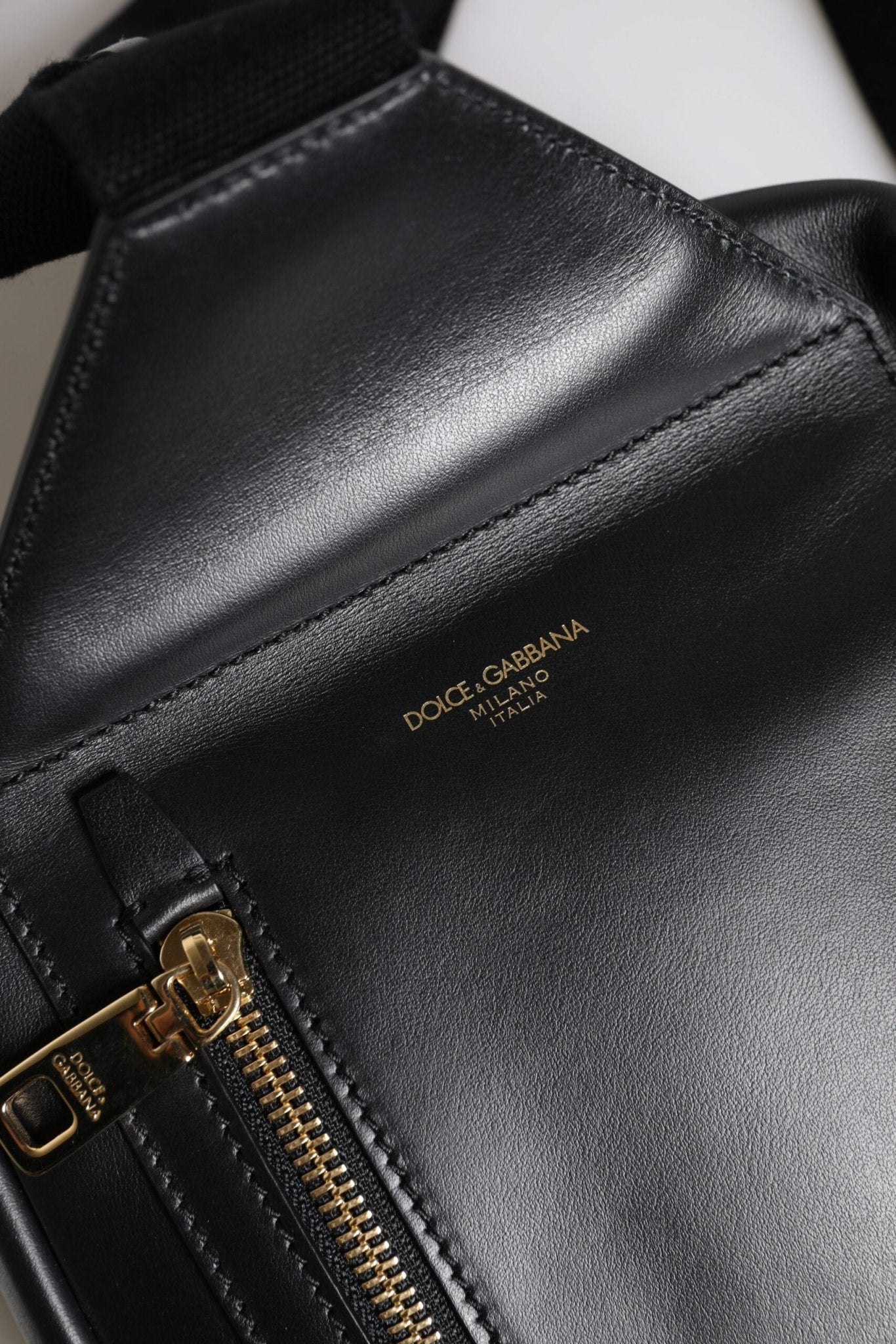 Dolce & Gabbana Black Logo Leather Belt Waist Shoulder Men Crossbody Bag - Sandy Store ByNet