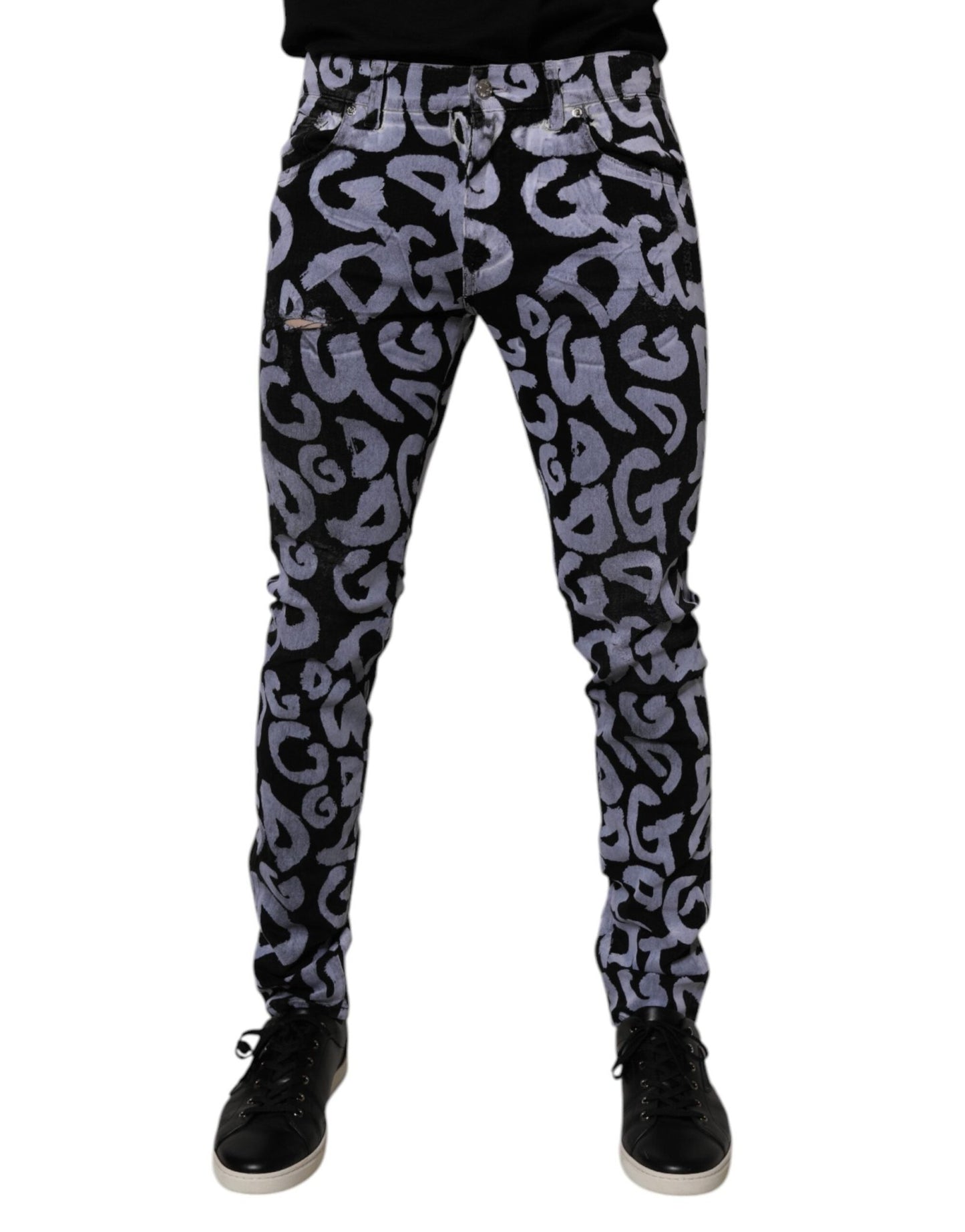 Dolce & Gabbana Black Logo Monogram Cotton Skinny Denim Jeans – IT48 | M par Dolce & Gabbana | Disponible sur Sandy Store ByNet