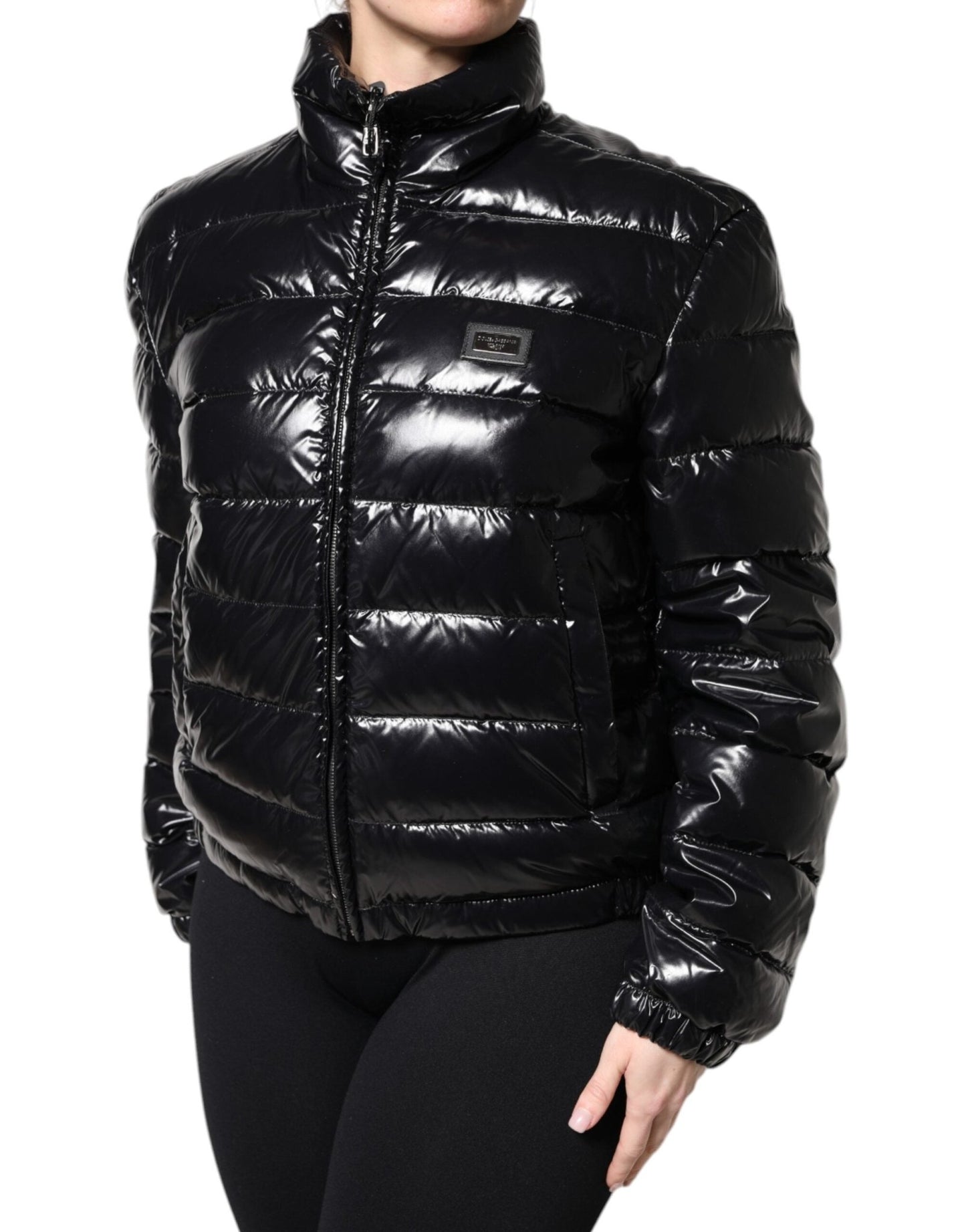Dolce & Gabbana Black Logo Plaque Full Zip Puffer Jacket - Sandy Store ByNet