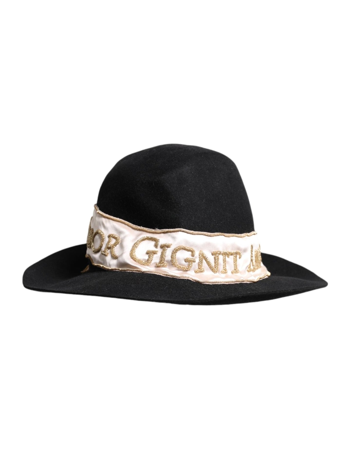 Dolce & Gabbana Black Logo Sequin Embroidery Wide Brim Hat – 57 cm|S par Dolce & Gabbana | Disponible sur Sandy Store ByNet