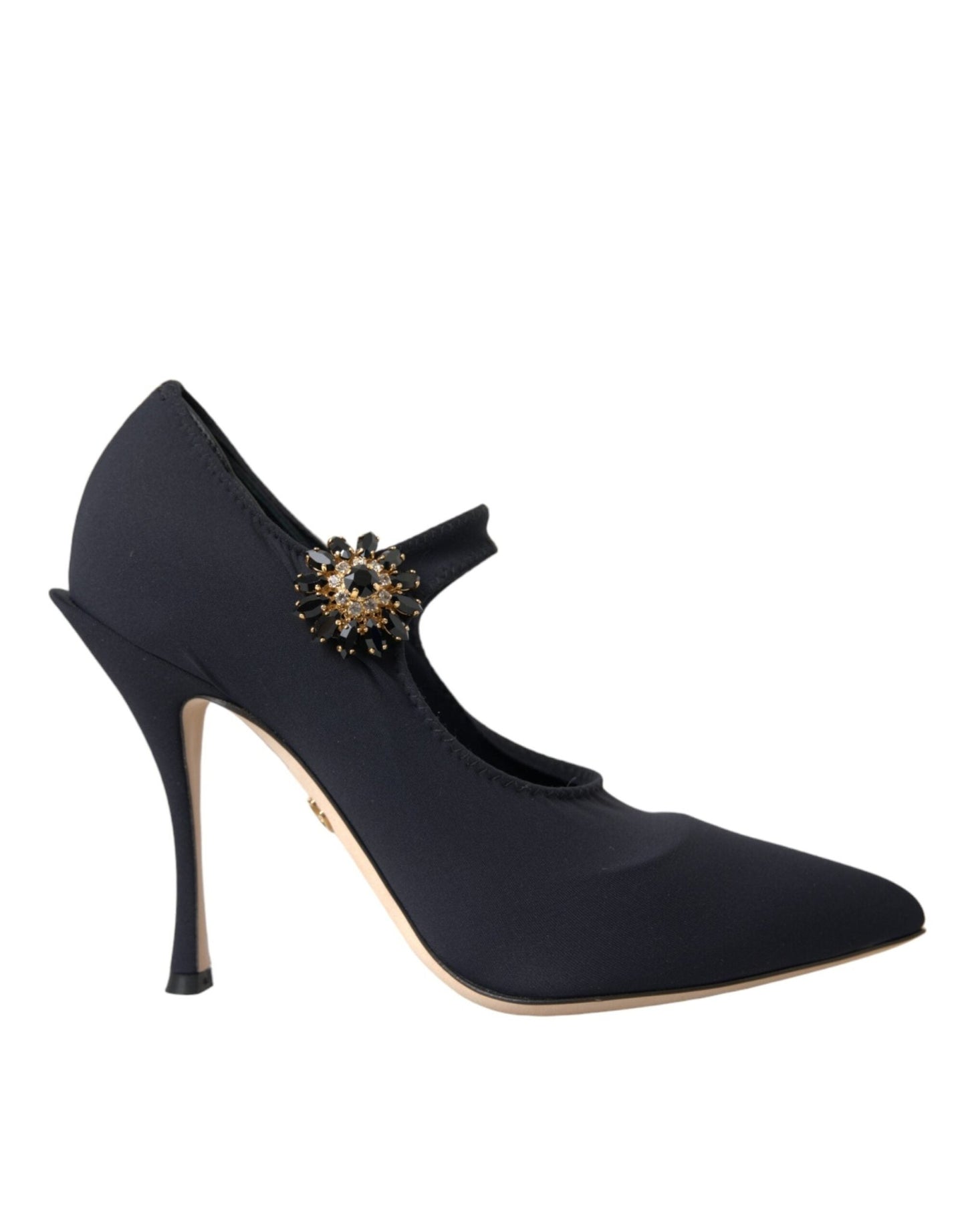 Dolce & Gabbana Black Mary Jane Jersey Crystal Pumps Shoes - Sandy Store ByNet