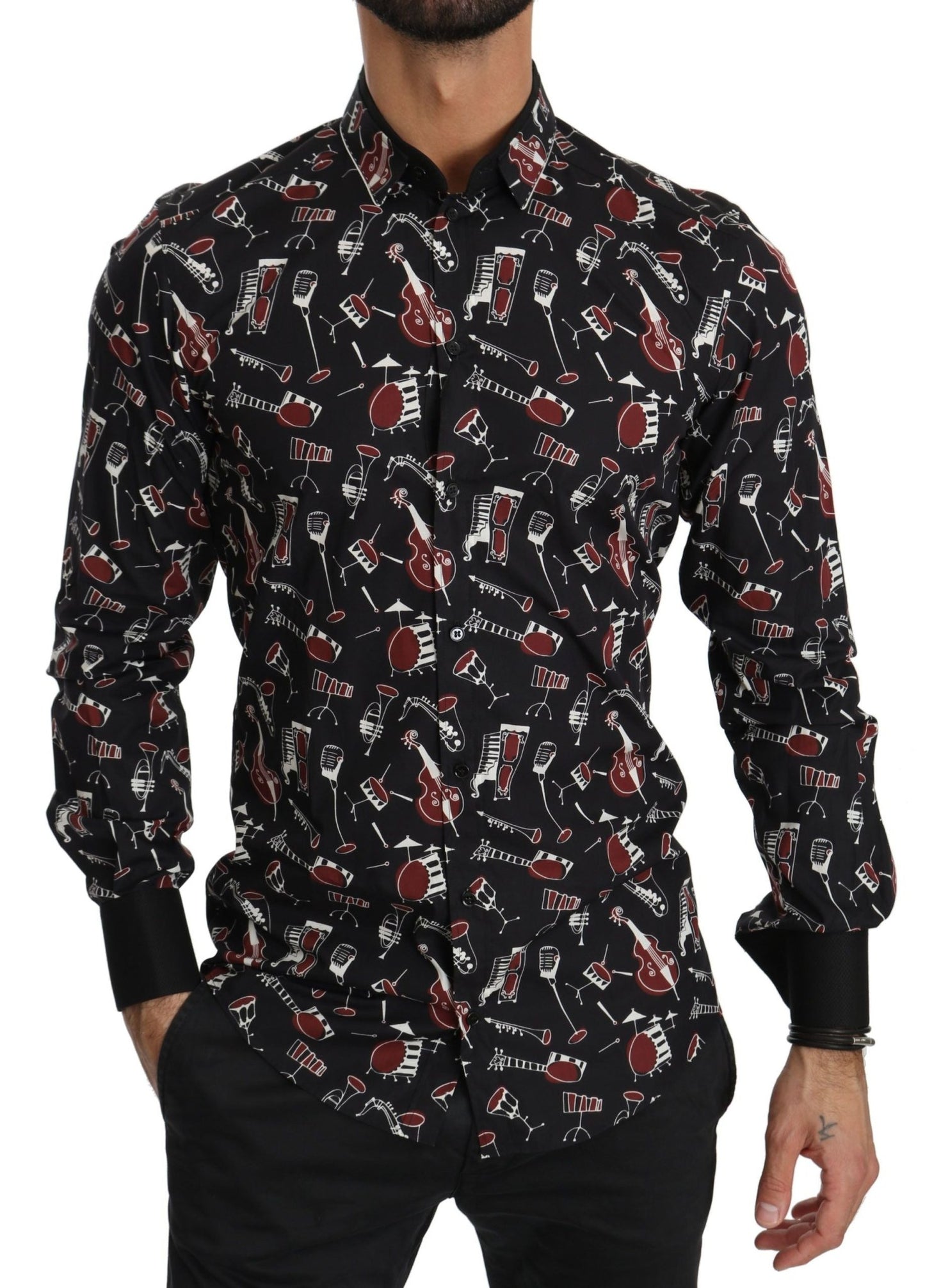 Dolce & Gabbana Black Musical Instrument Slim fit Shirt – IT40 | M par Dolce & Gabbana | Disponible sur Sandy Store ByNet