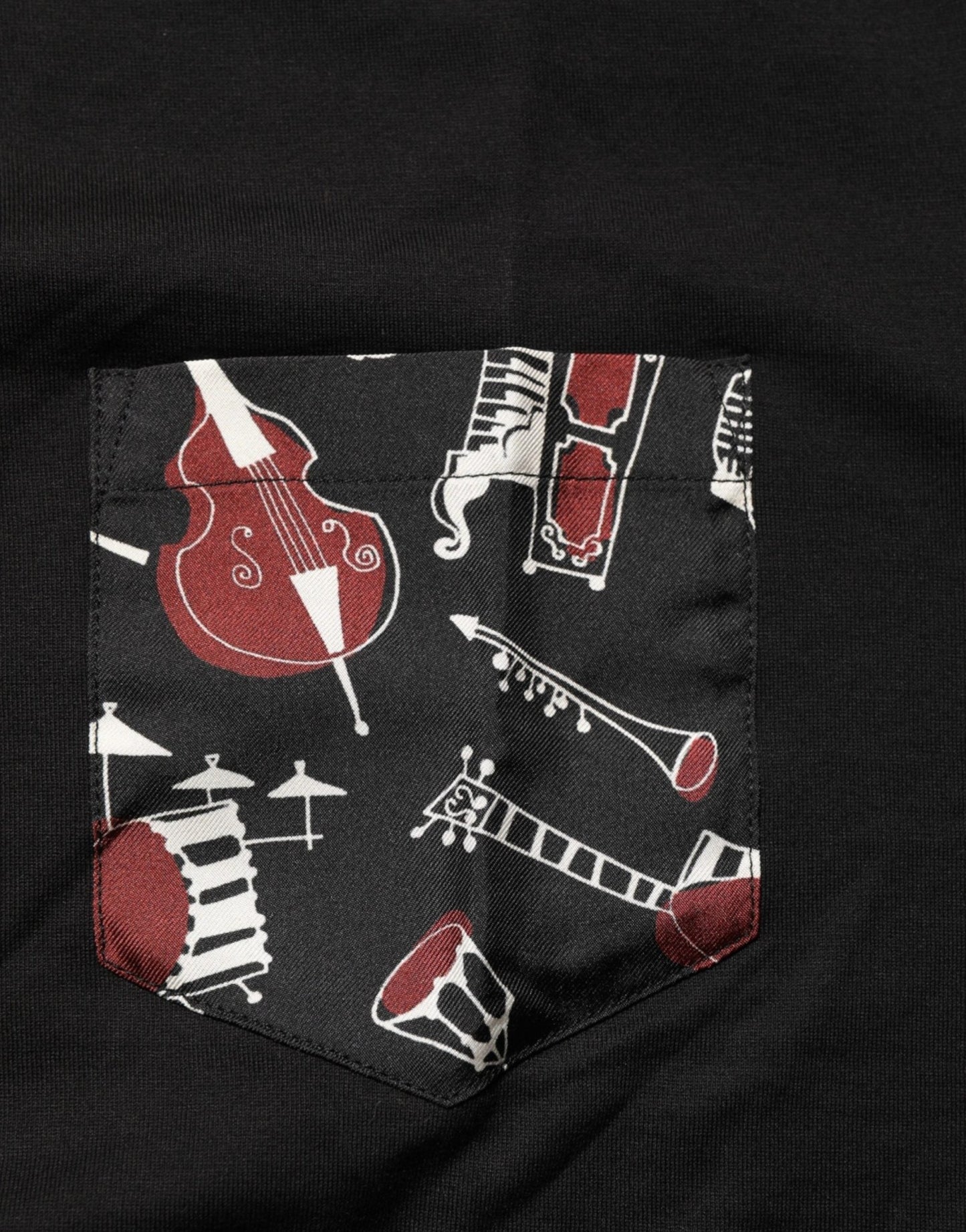 Dolce & Gabbana Black Musical Print Cotton Crew Neck T-shirt – IT52 | XL par Dolce & Gabbana | Disponible sur Sandy Store ByNet