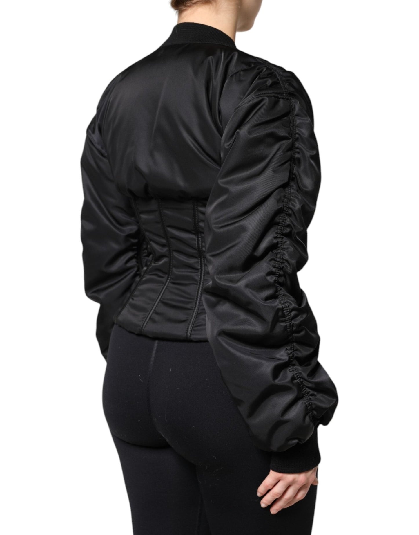 Dolce & Gabbana Black Nylon Full Zip Bustier Corset Jacket - Sandy Store ByNet