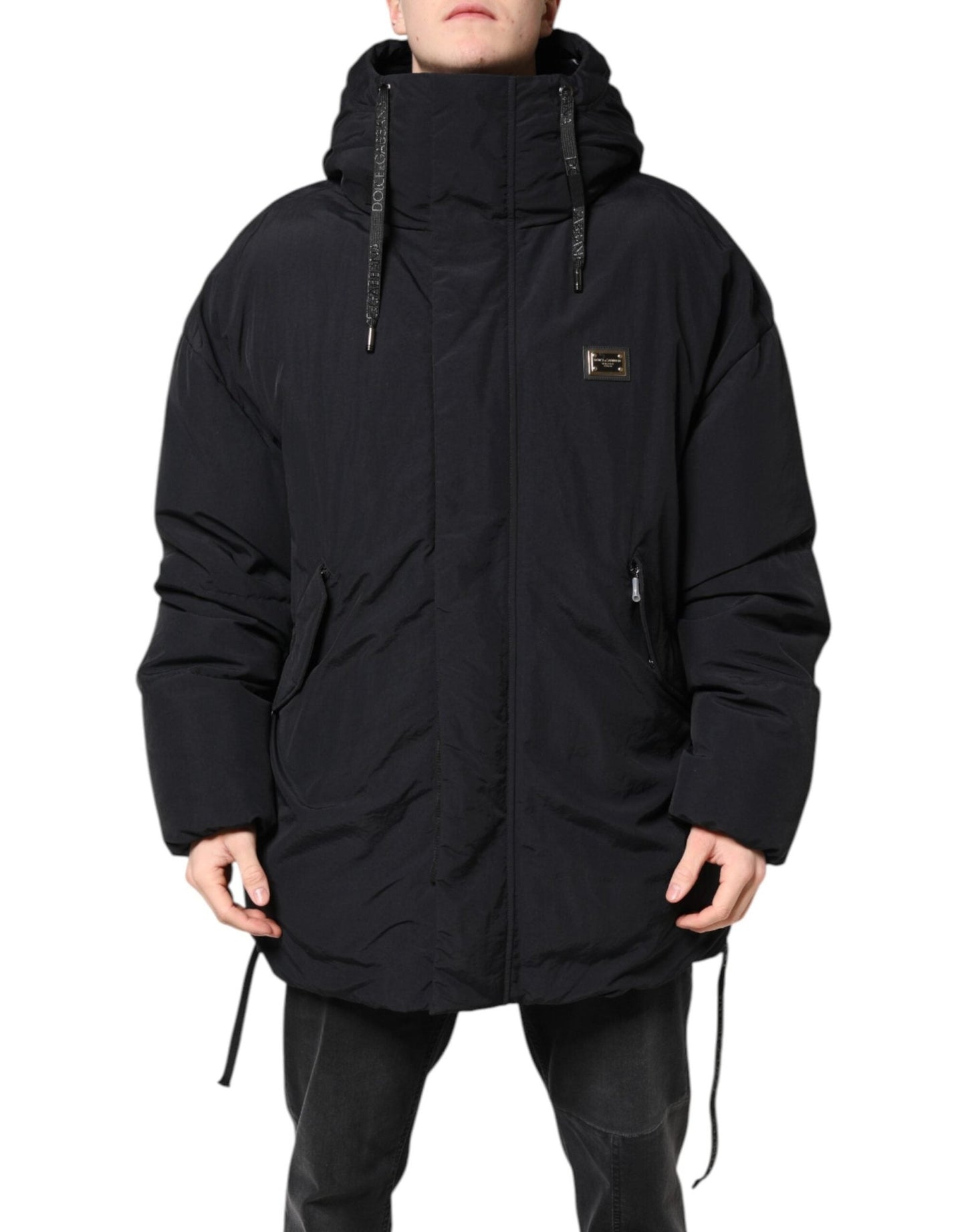Dolce & Gabbana Black Nylon Full Zip Hooded Parka Jacket – IT52 | XL par Dolce & Gabbana | Disponible sur Sandy Store ByNet