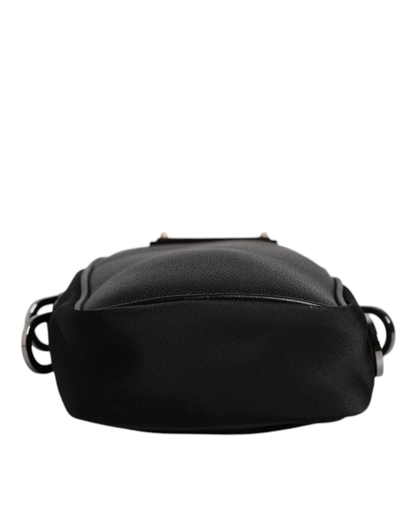 Dolce & Gabbana Black Nylon Leather Logo Plaque Crossbody Sling Bag - Sandy Store ByNet