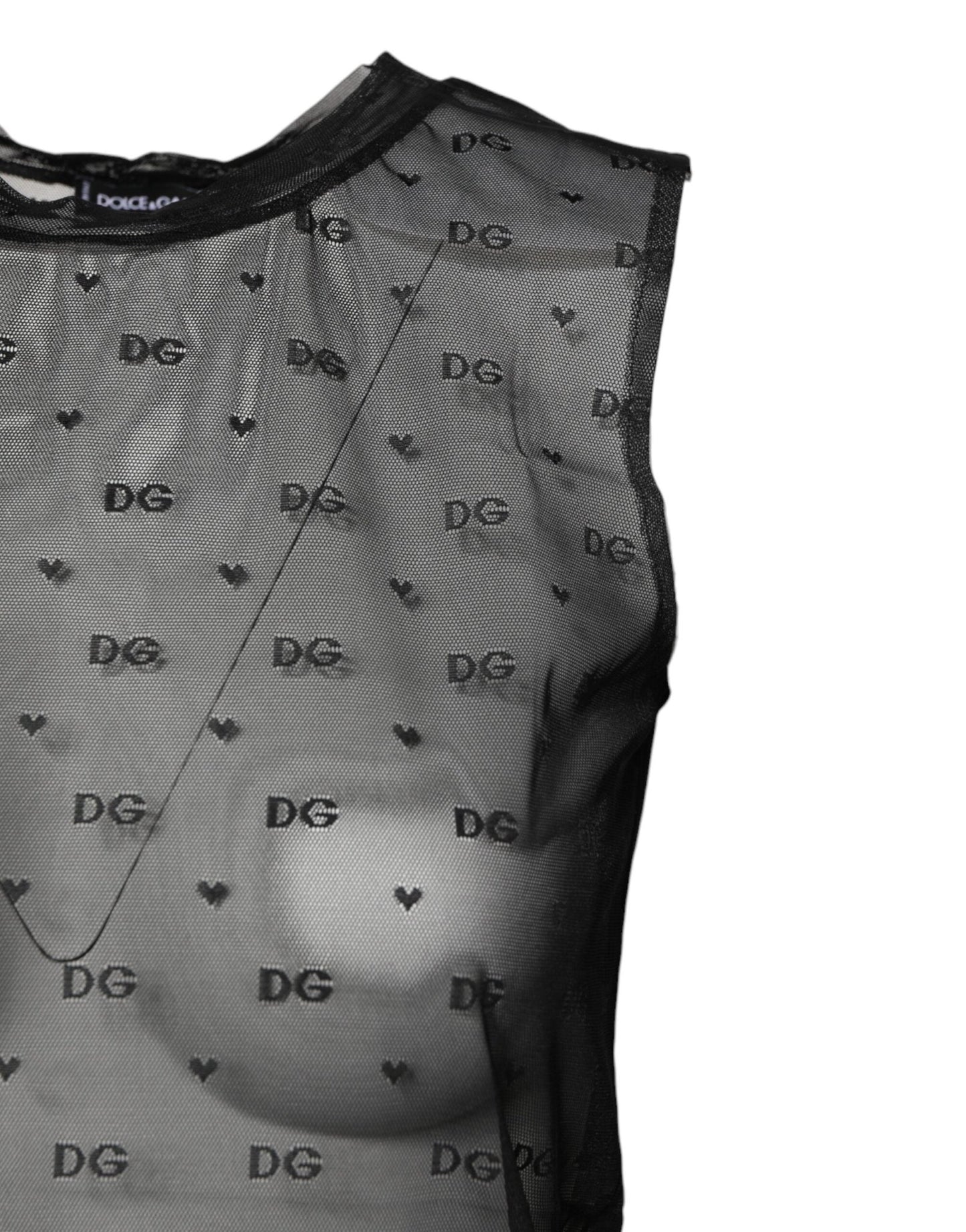 Dolce & Gabbana Black Nylon Logo Monogram Sleeveless Tank Top - Sandy Store ByNet