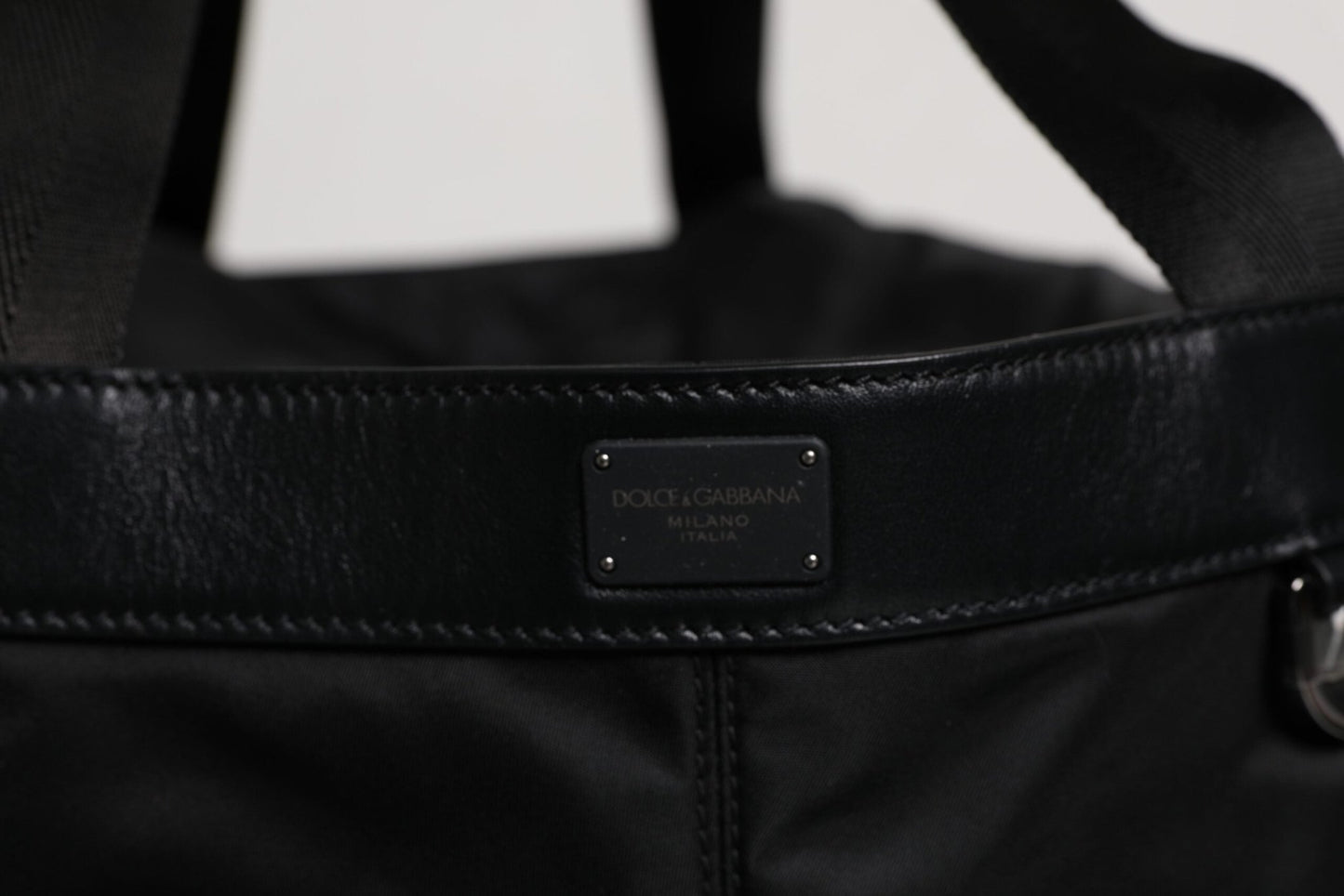 Dolce & Gabbana Black Nylon White Iconic Logo Shoulder Bucket Bag - Sandy Store ByNet