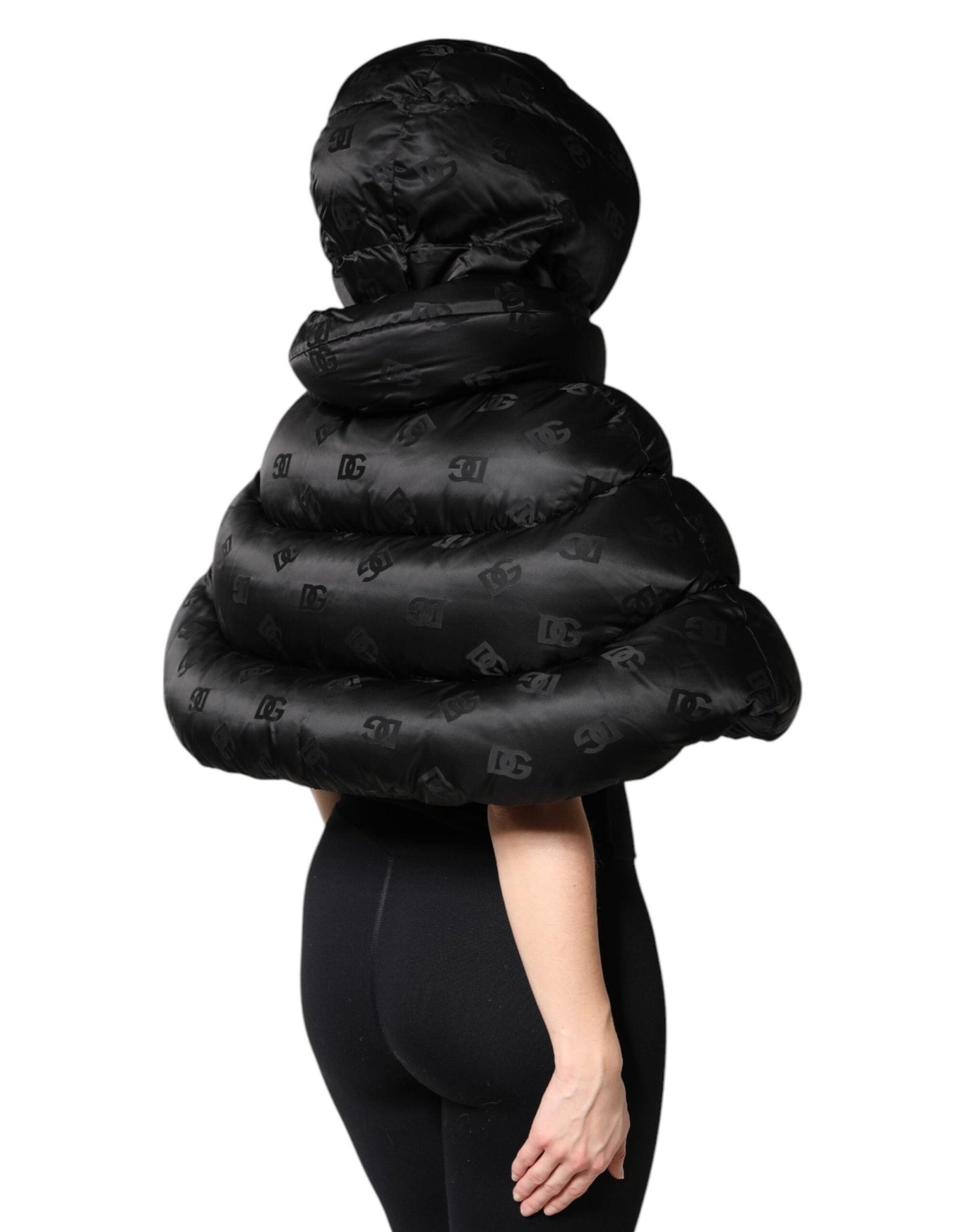 Dolce & Gabbana Black Padded Puffer Hooded Full Zip Cropped Jacket - Sandy Store ByNet