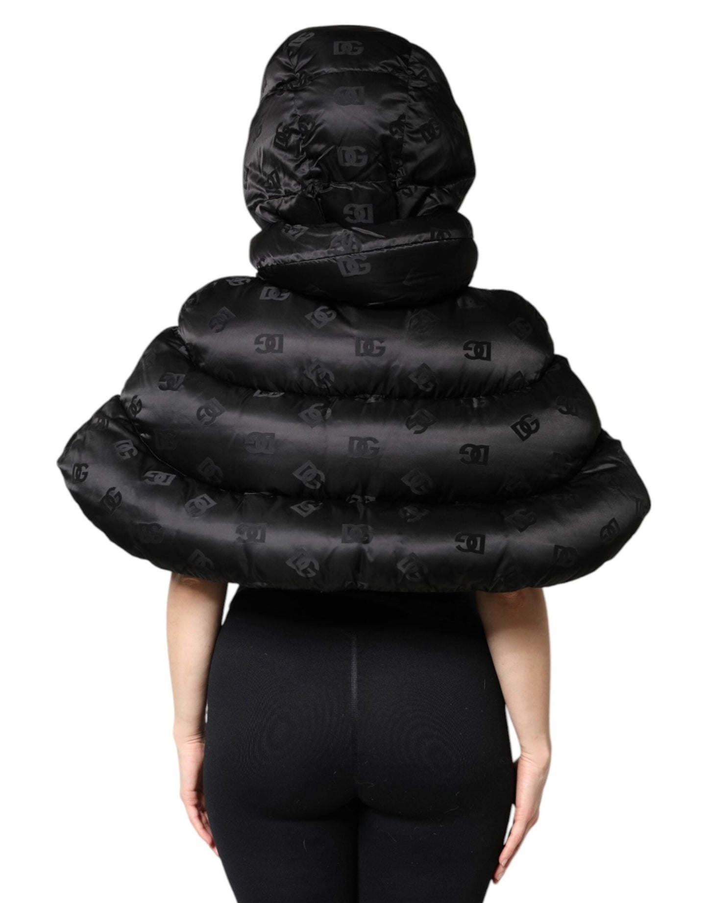 Dolce & Gabbana Black Padded Puffer Hooded Full Zip Cropped Jacket - Sandy Store ByNet