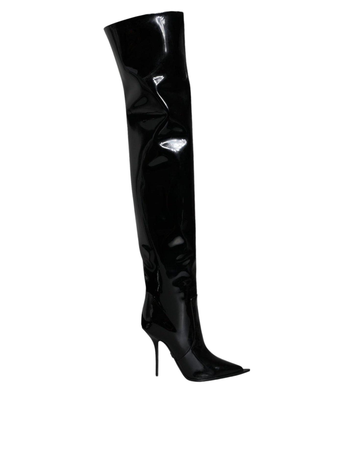 Dolce & Gabbana Black Patent Leather Knee High Boots Shoes – EU37/US7 par Dolce & Gabbana | Disponible sur Sandy Store ByNet